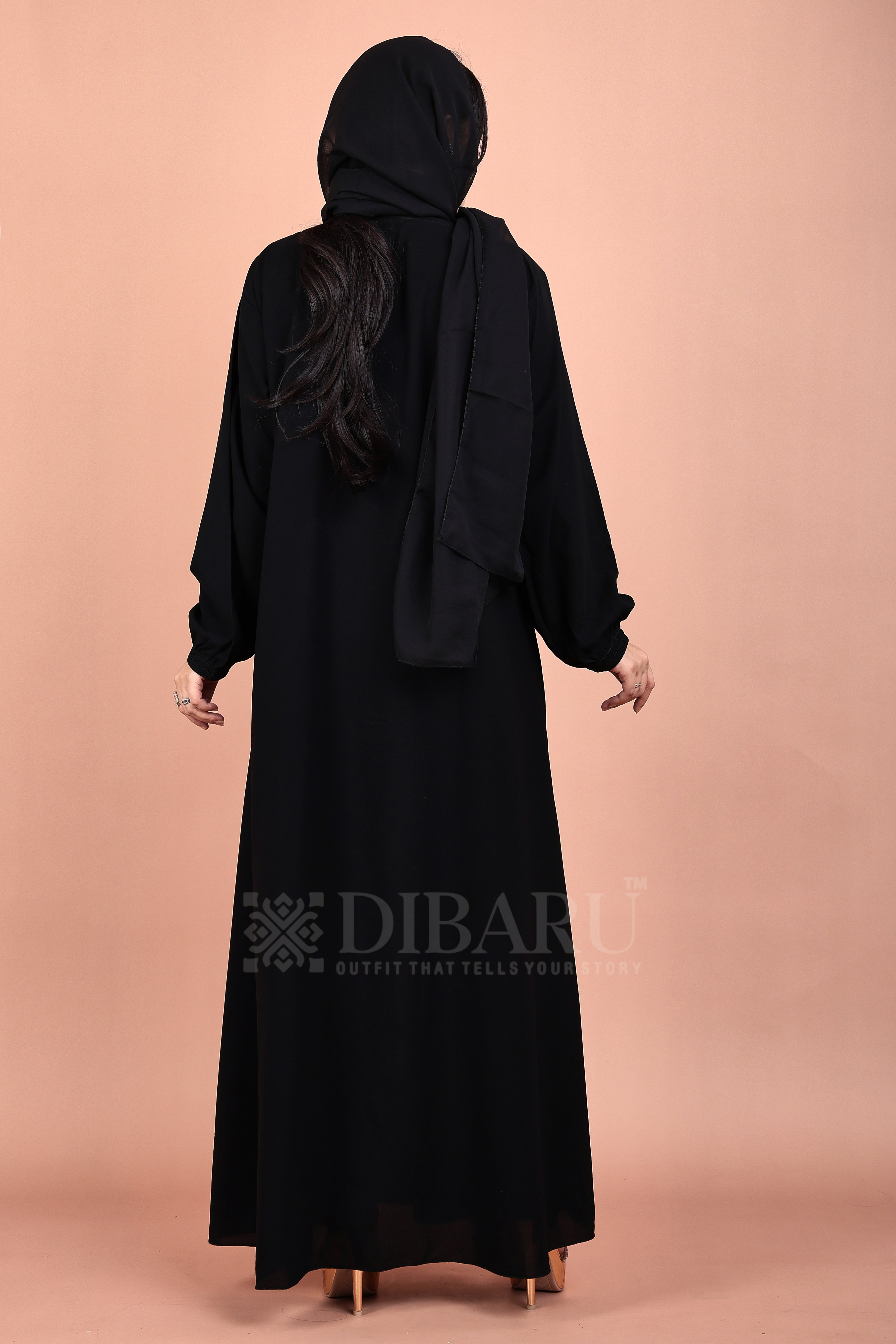 Elastic Sleeves Round Neck Made Up Of Premium Firdos Fabric Full Lenght Burqa For Womens And Girls