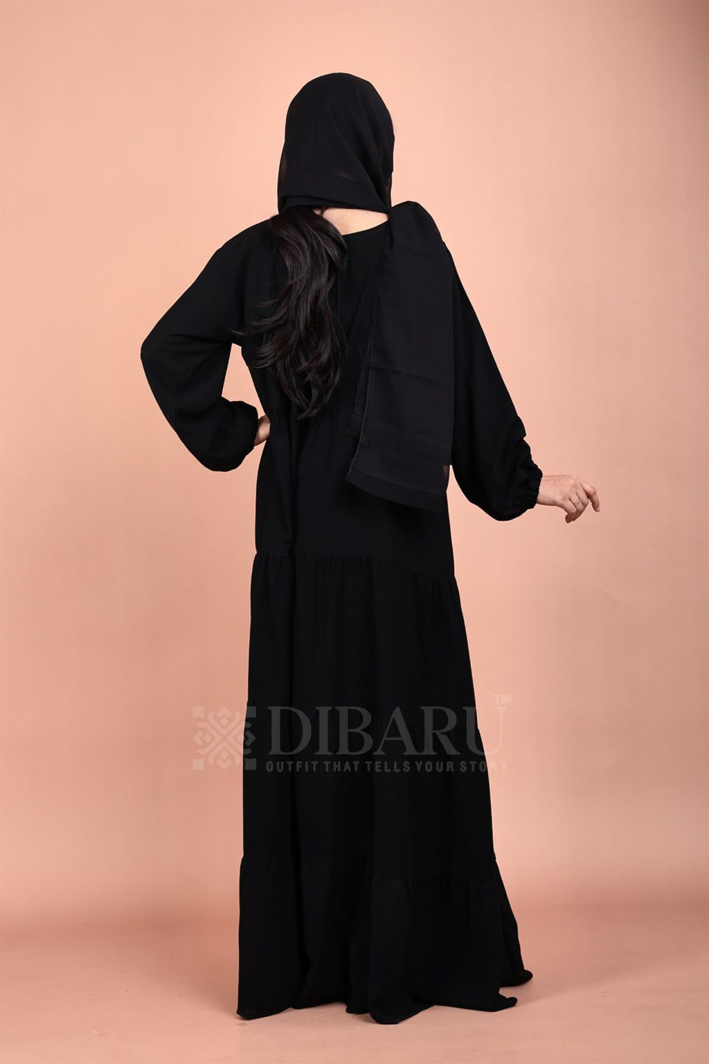 Round Neck 4 Frill Inside With Elastic Sleeves Made Up Of Premium Firdos Fabric Full Lenght Burqa For Womens And Girls
