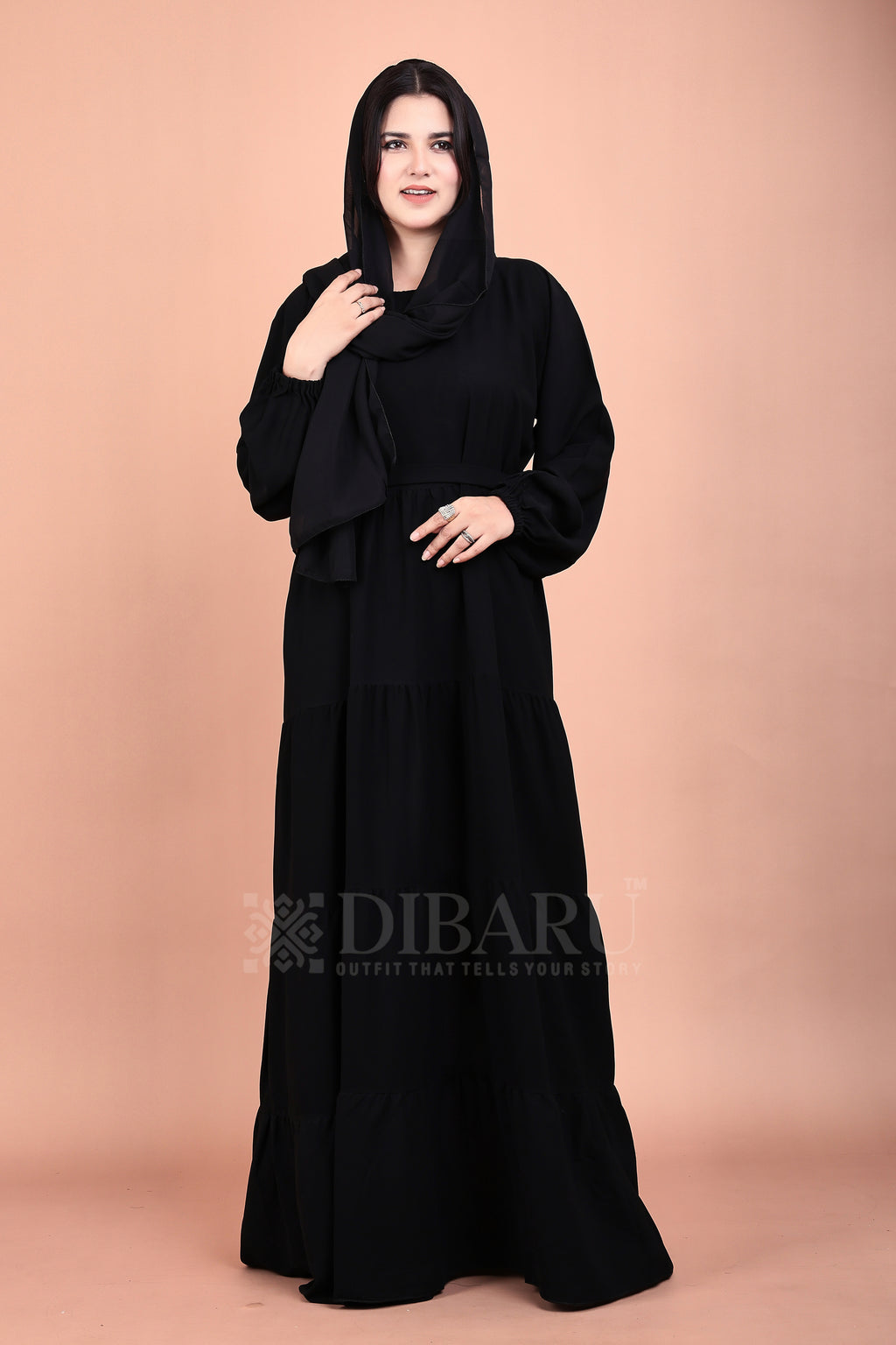 Round Neck 4 Frill Inside With Elastic Sleeves Made Up Of Premium Firdos Fabric Full Lenght Burqa For Womens And Girls