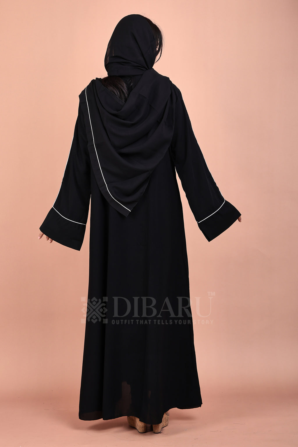 Plazo Sleeves V Neck 3 Piping On Front Made Up Of Premium Firdos Fabric Full Lenght Burqa For Womens And Girls