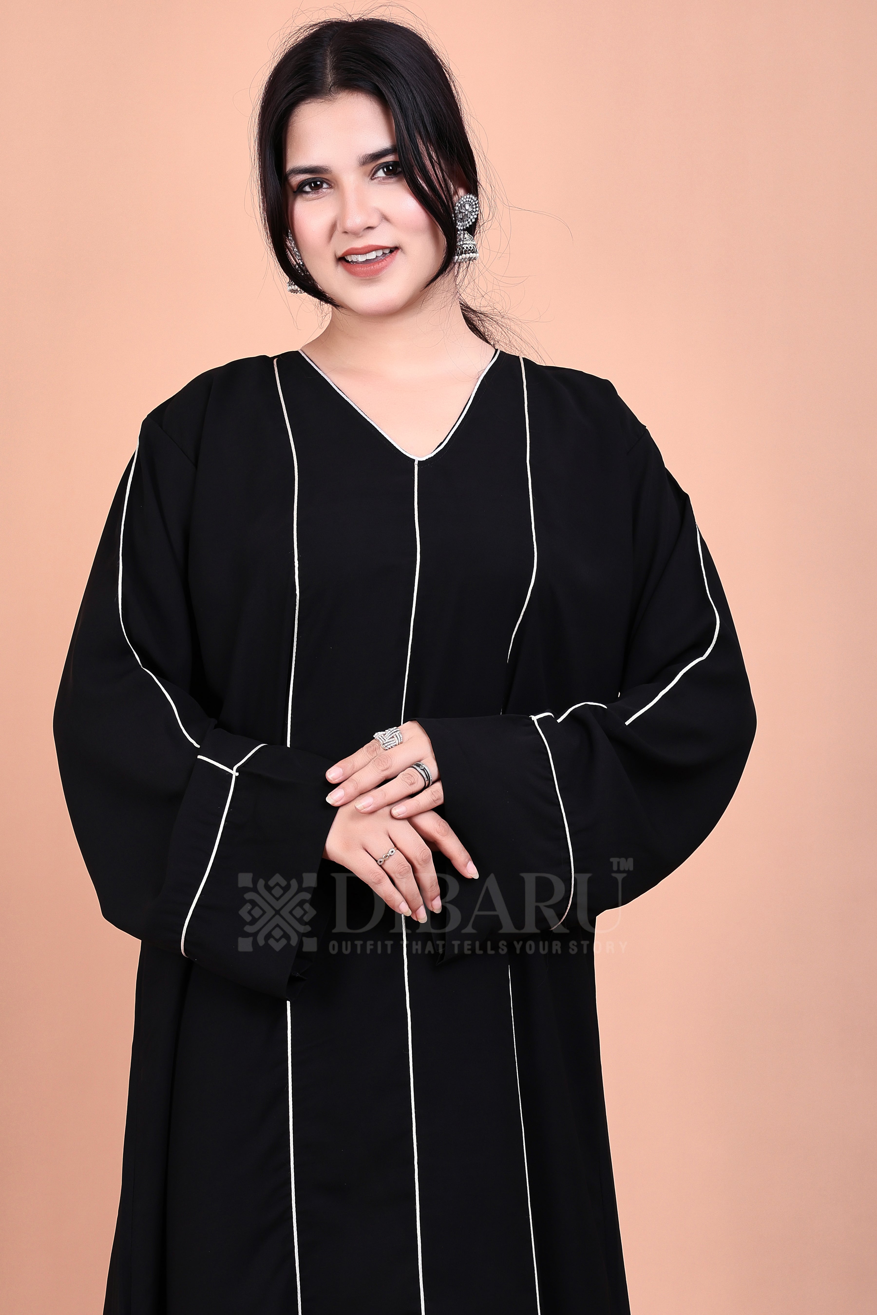 Plazo Sleeves V Neck 3 Piping On Front Made Up Of Premium Firdos Fabric Full Lenght Burqa For Womens And Girls