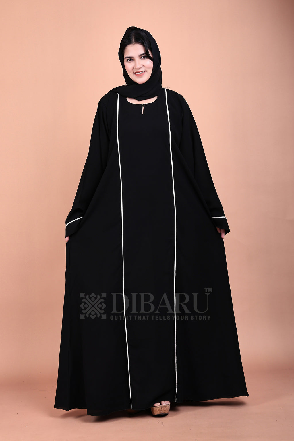 Round Neck 2 Piping With Plazo Sleeves Made Up Of Premium Firdos Fabric Full Lenght Burqa For Womens And Girls