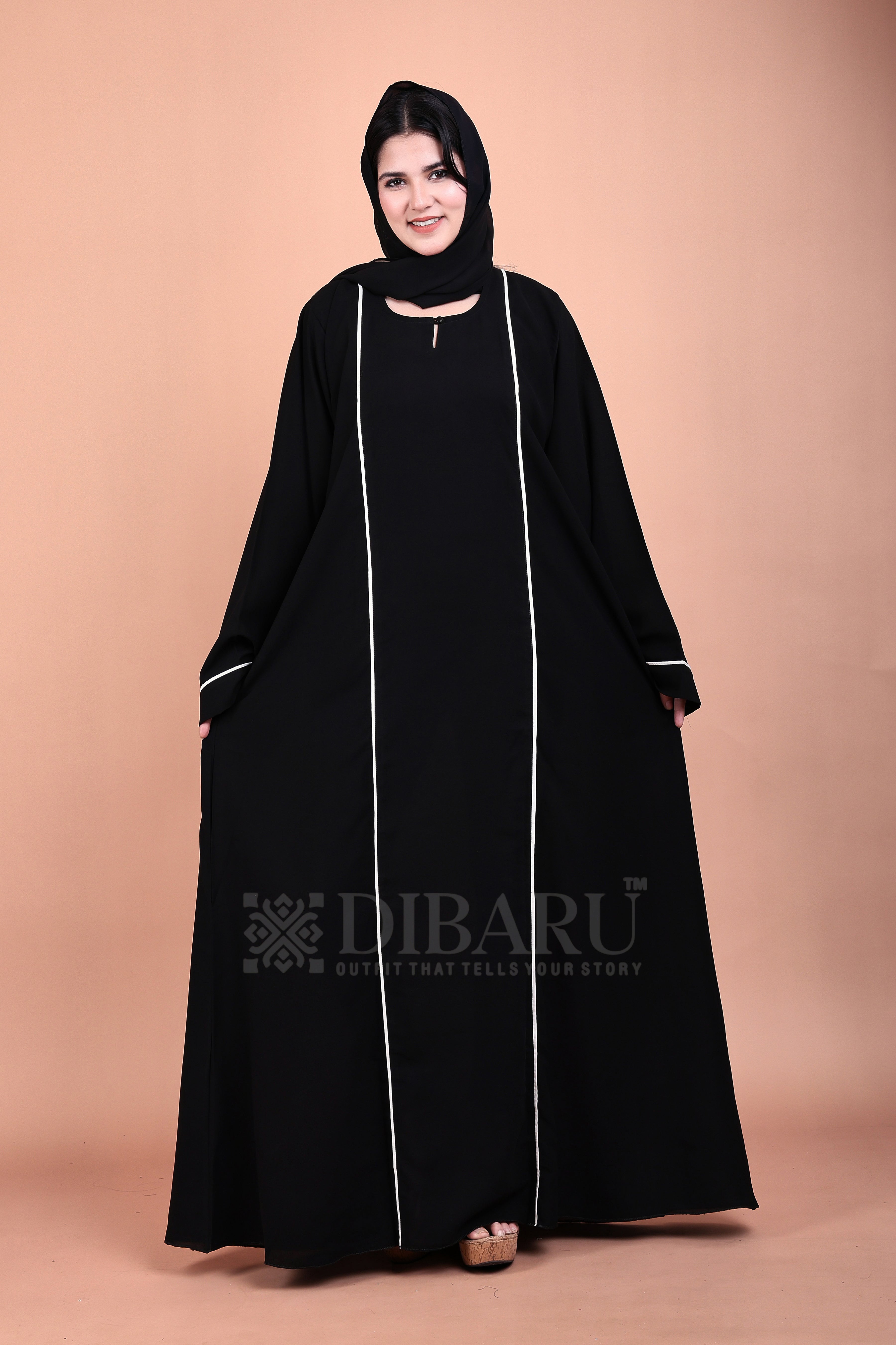 Round Neck 2 Piping With Plazo Sleeves Made Up Of Premium Firdos Fabric Full Lenght Burqa For Womens And Girls