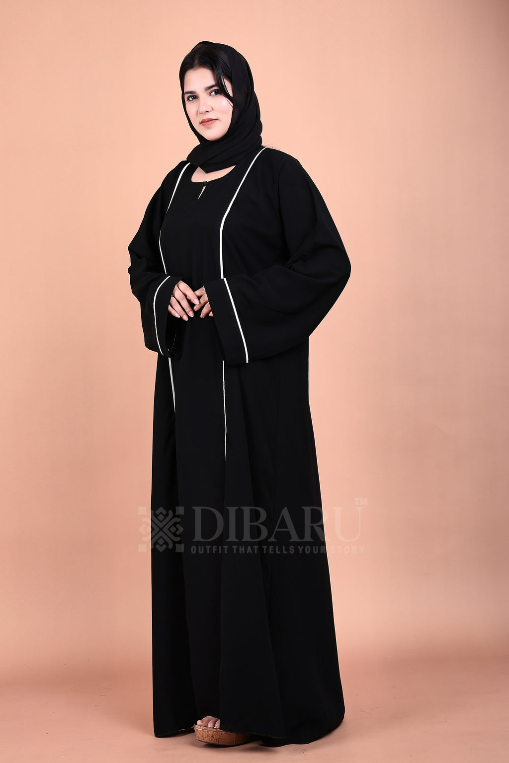 Round Neck 2 Piping With Plazo Sleeves Made Up Of Premium Firdos Fabric Full Lenght Burqa For Womens And Girls
