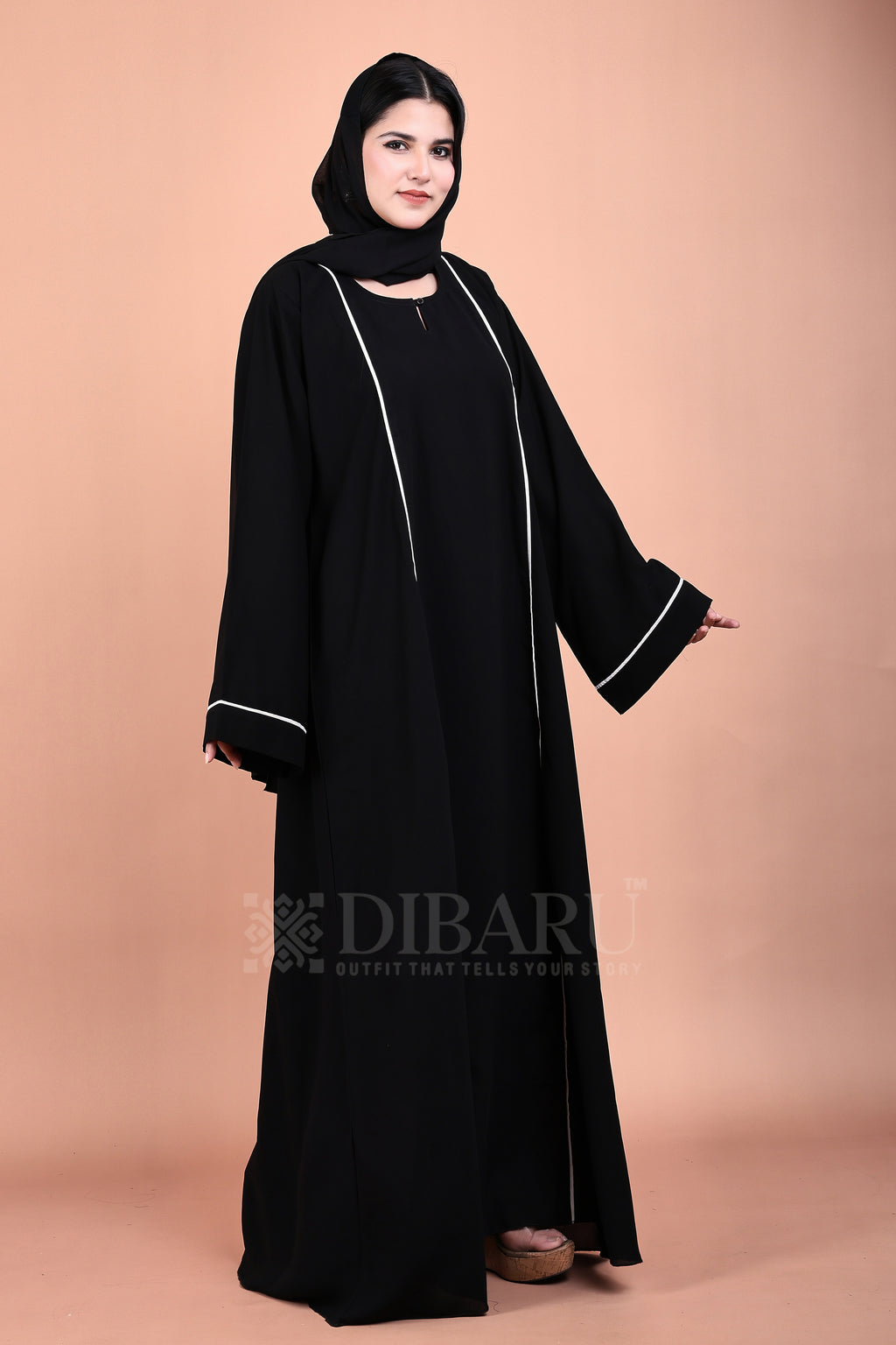 Round Neck 2 Piping With Plazo Sleeves Made Up Of Premium Firdos Fabric Full Lenght Burqa For Womens And Girls