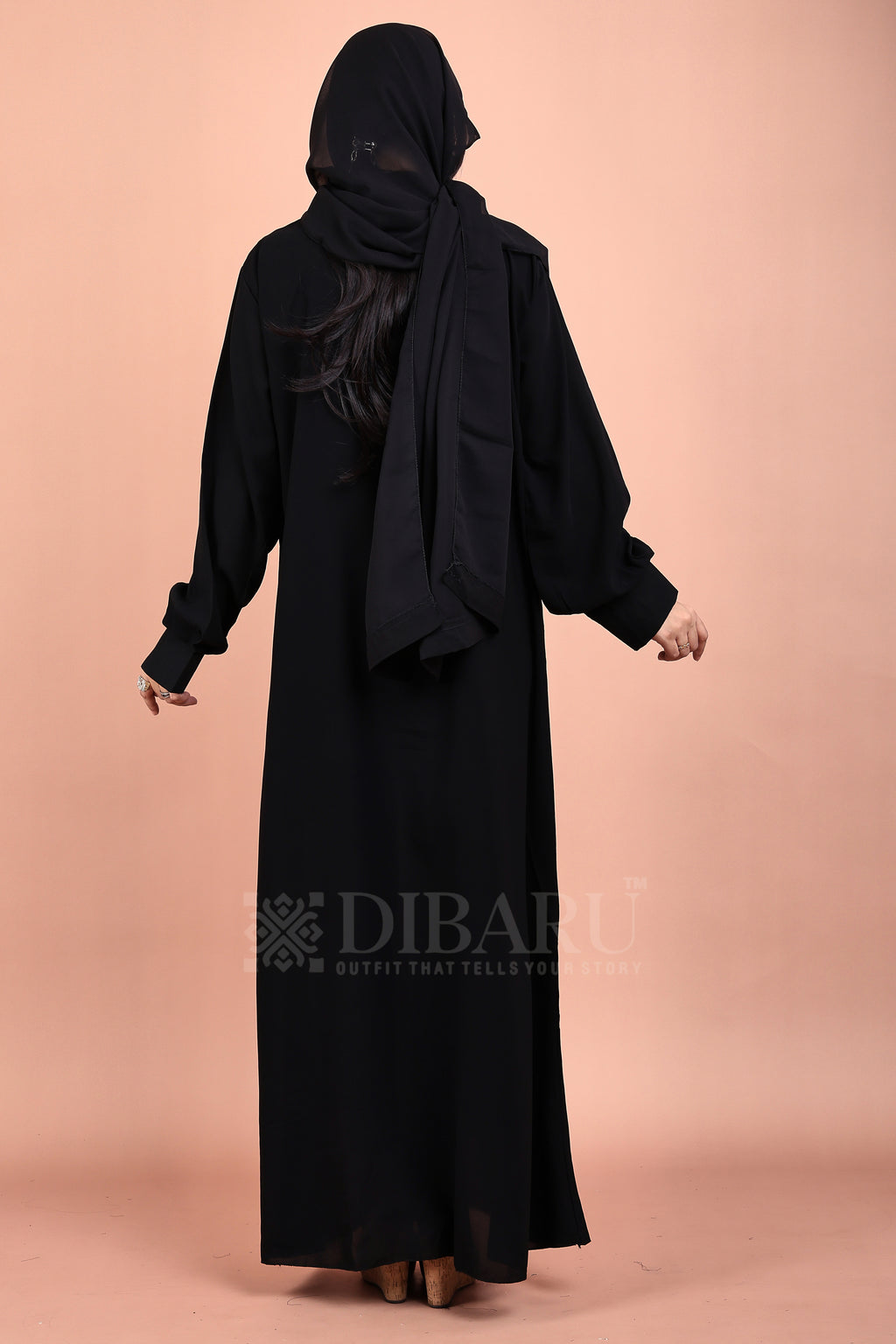 Round Collar Neck Full Button Front Open On Cuff Sleeves Made Up Of Premium Firdos Fabric Full Lenght Burqa For Womens And Girls