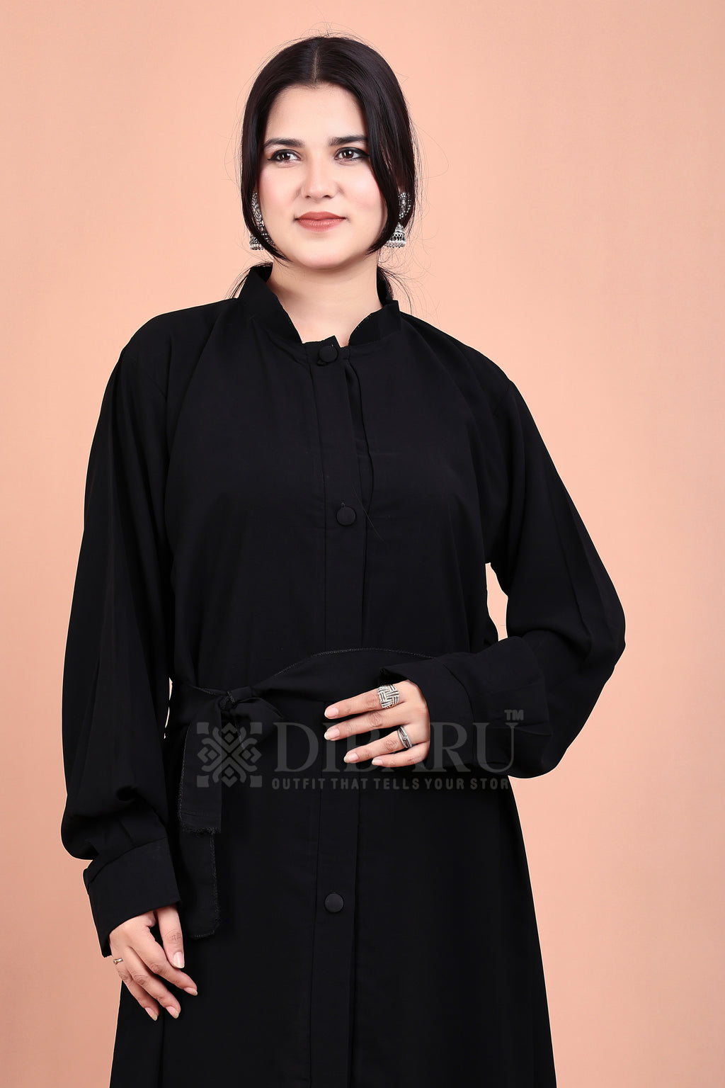 Round Collar Neck Full Button Front Open On Cuff Sleeves Made Up Of Premium Firdos Fabric Full Lenght Burqa For Womens And Girls