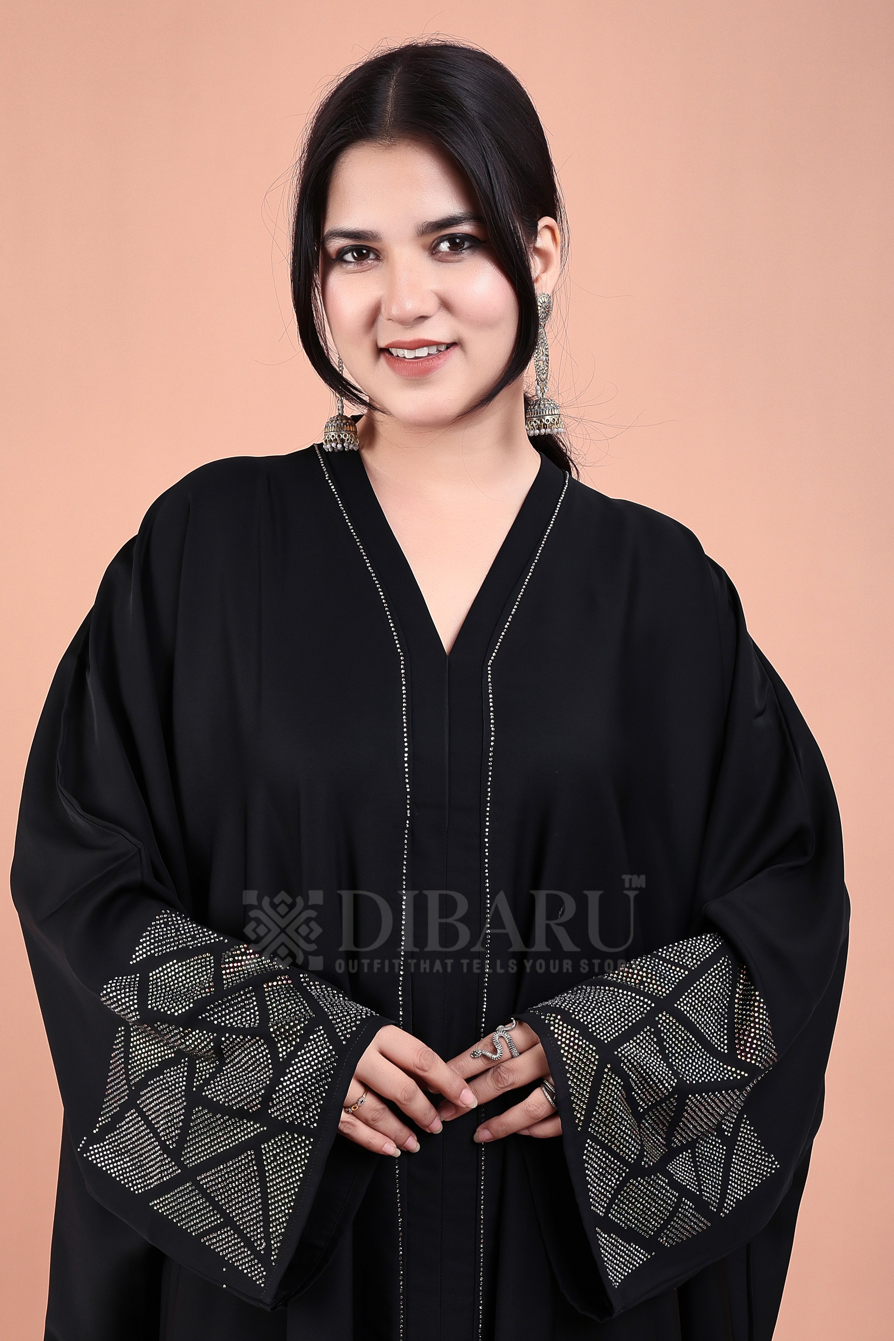 V Neck Multicolor Trinagular Stone Design With Plazo Sleeves Made Up Of Imported Nida Fabric Full Lenght Designer Kaftan For Womens And Girls