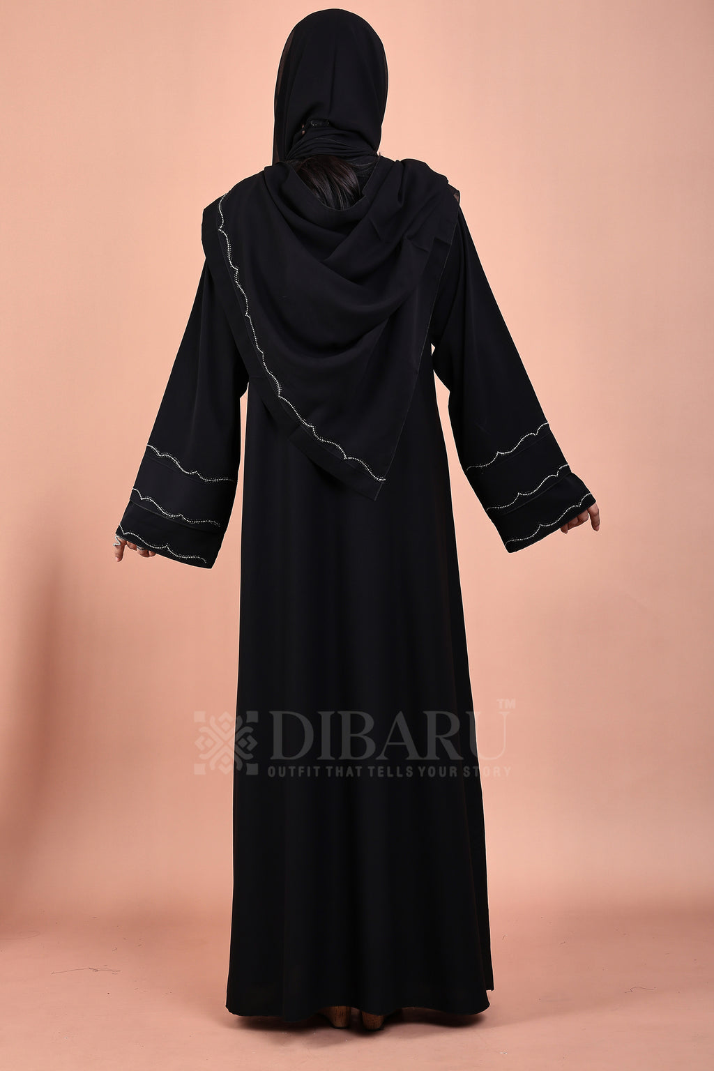 V Neck 3 Line Close Bracket Design With Plazo Sleeves Made Up Of Imported Nida Fabric Full Lenght Designer Abaya For Womens And Girls