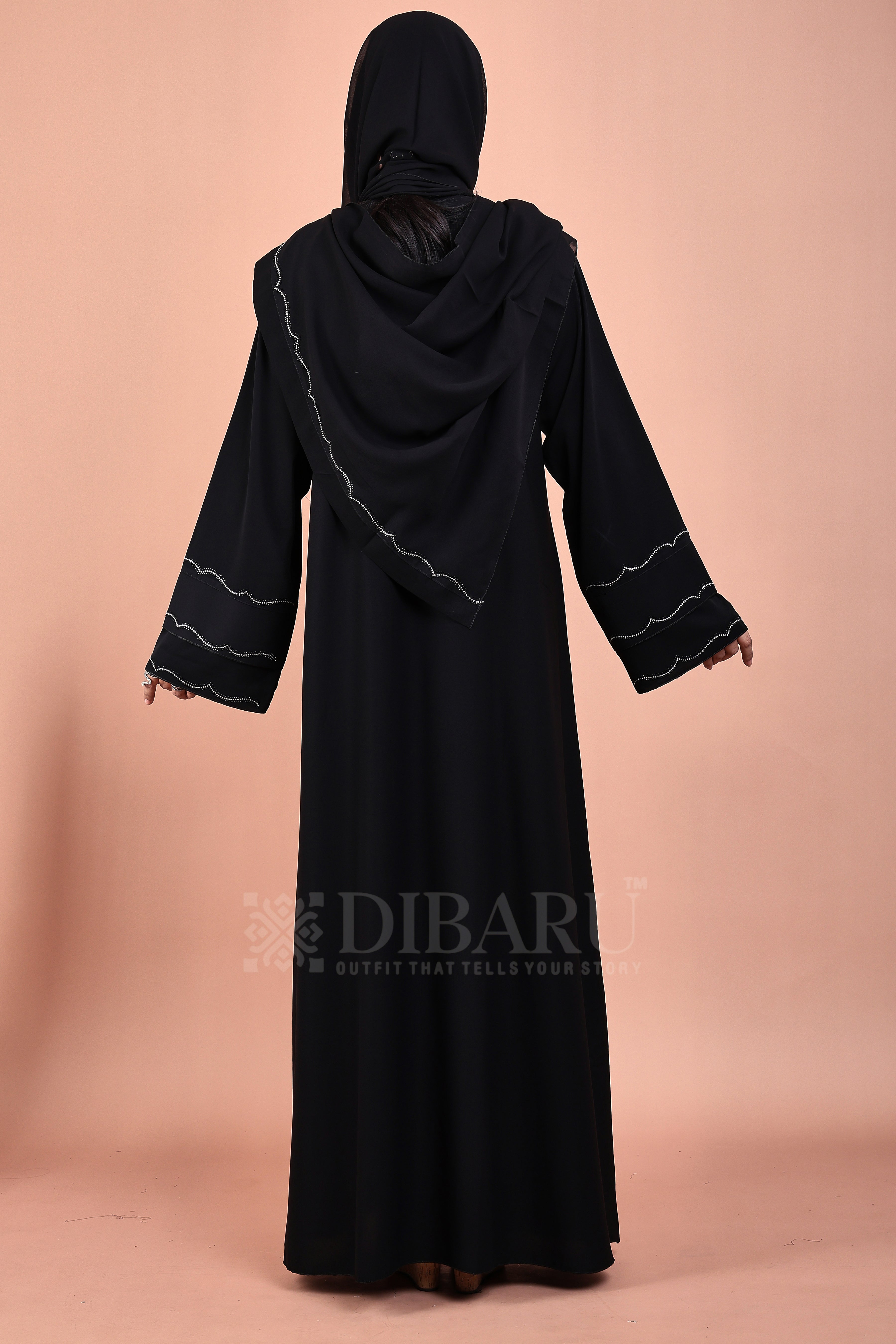 V Neck 3 Line Close Bracket Design With Plazo Sleeves Made Up Of Imported Nida Fabric Full Lenght Designer Abaya For Womens And Girls
