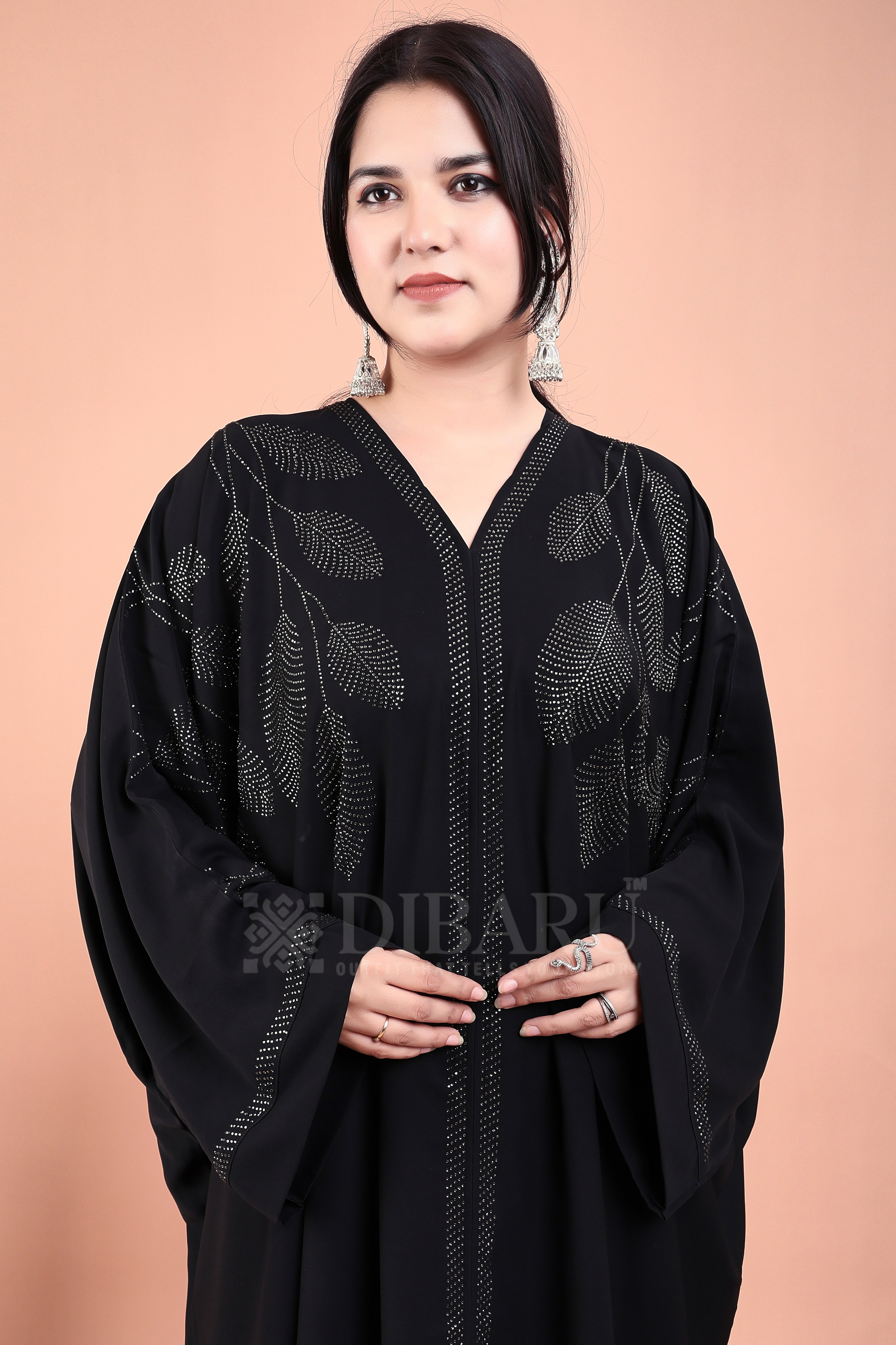 V Neck Leaf Design With Plazo Sleeves Made Up Of Imported Nida Fabric Full Lenght Designer Kaftan For Womens And Girls