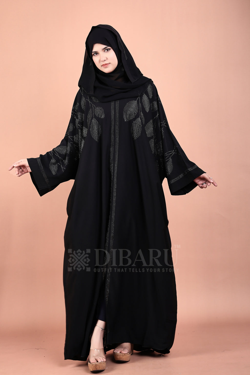 V Neck Leaf Design With Plazo Sleeves Made Up Of Imported Nida Fabric Full Lenght Designer Kaftan For Womens And Girls