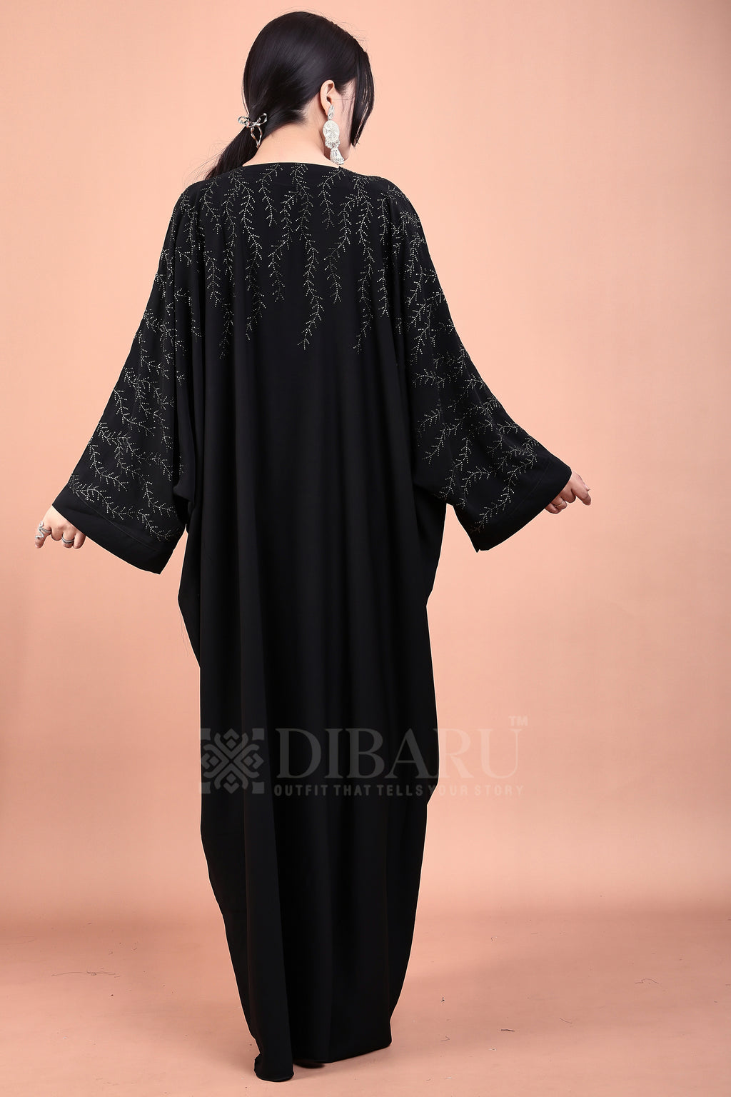 V Neck Branch Design With Plazo Sleeves Made Up Of Imported Nida Fabric Full Lenght Designer Kaftan For Womens And Girls