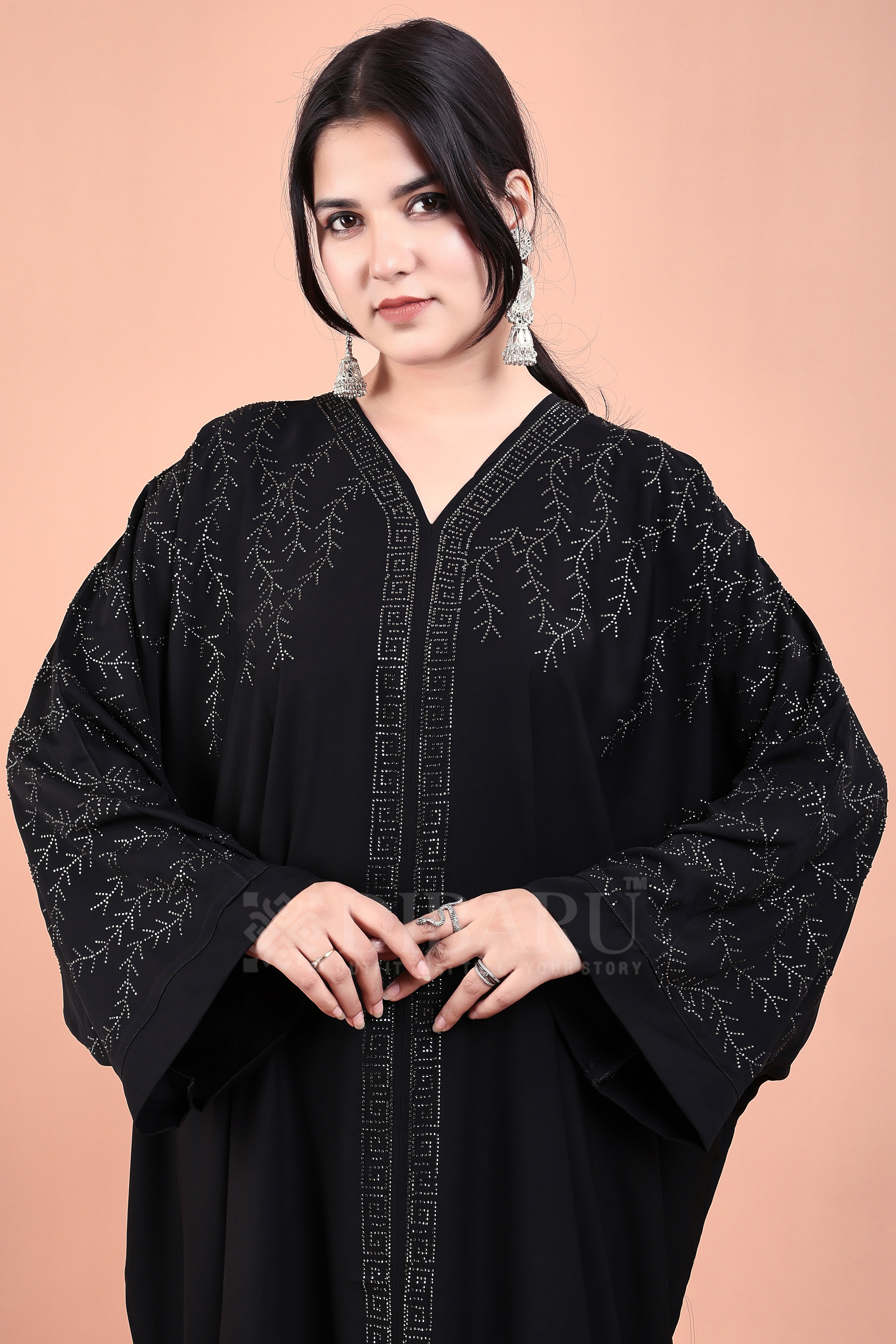 V Neck Branch Design With Plazo Sleeves Made Up Of Imported Nida Fabric Full Lenght Designer Kaftan For Womens And Girls