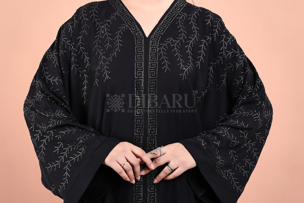 V Neck Branch Design With Plazo Sleeves Made Up Of Imported Nida Fabric Full Lenght Designer Kaftan For Womens And Girls