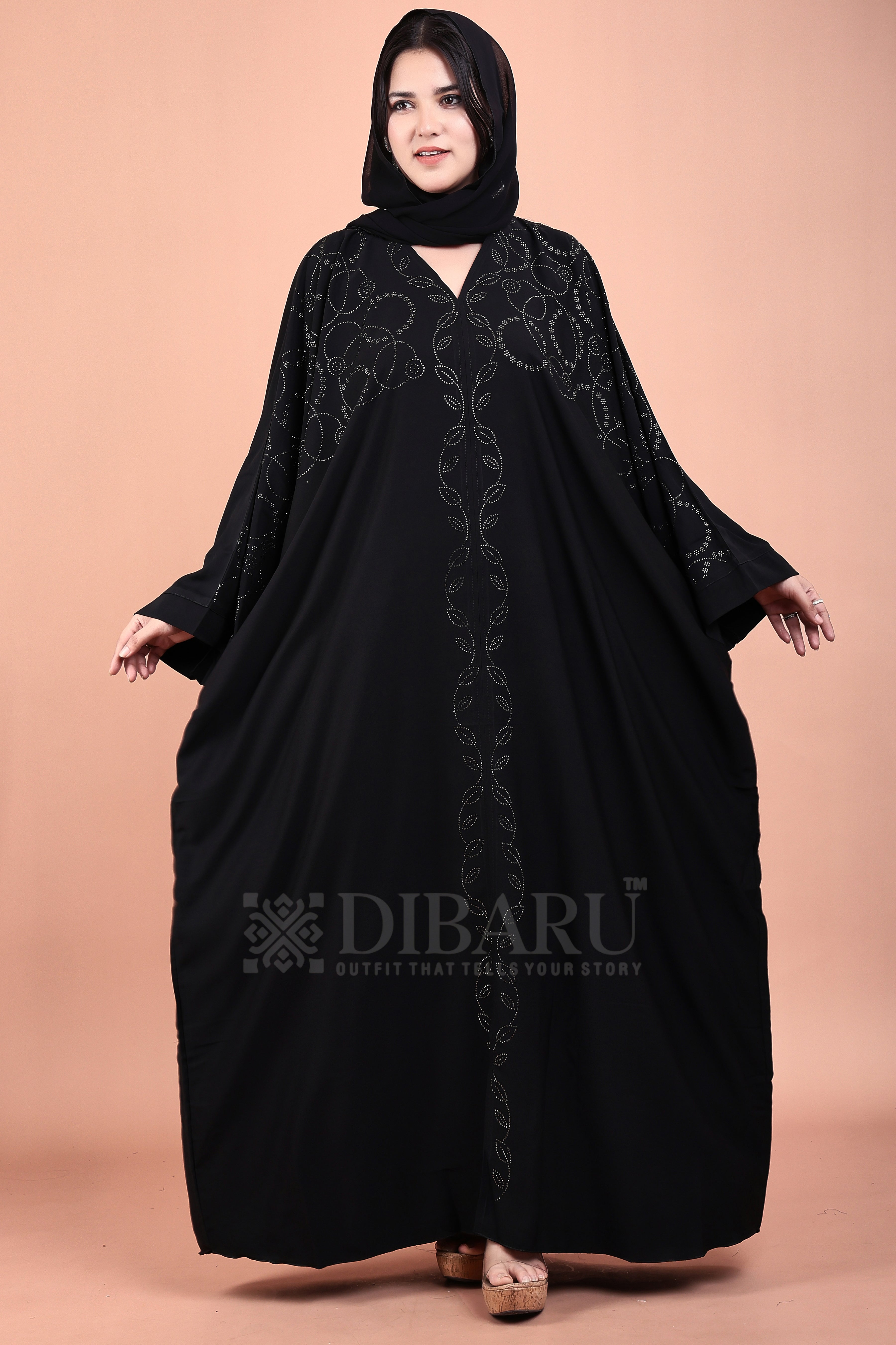 V Neck Ring Design With Plazo Sleeves Made Up Of Imported Nida Fabric Full Lenght Designer Kaftan For Womens And Girls