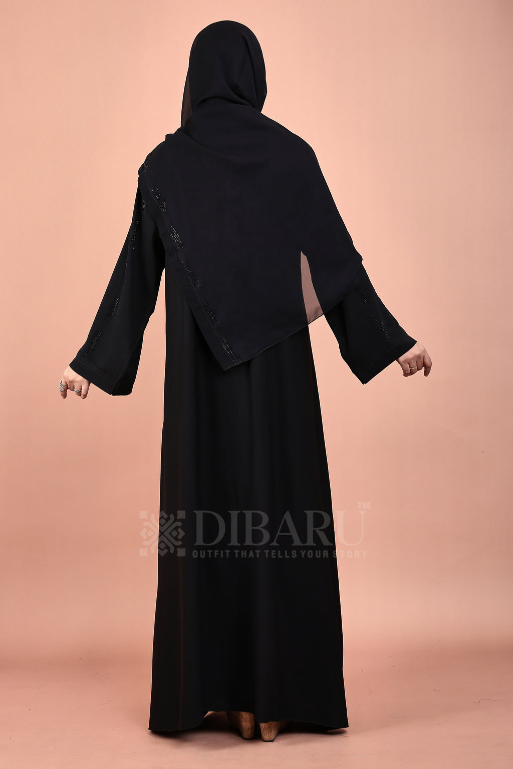 V Neck Chhota Bada Boota With Plazo Sleeves Made Up Of Imported Nida Fabric Full Lenght Designer Abaya For Womens And Girls