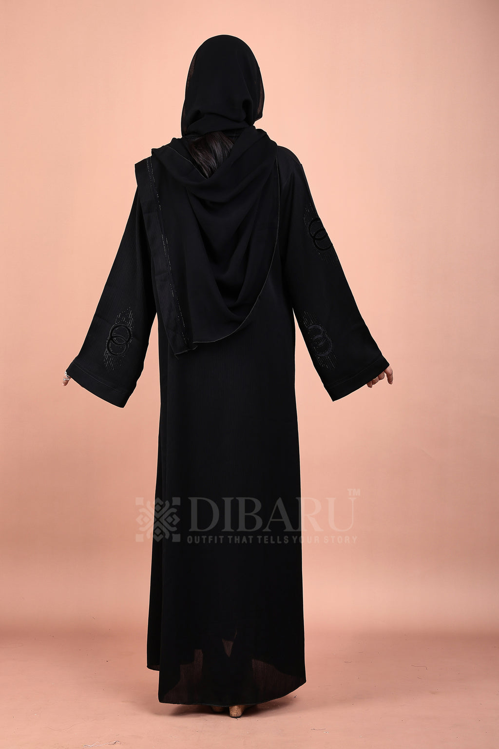 V Neck Double Ring Stone Design With Plazo Sleeves Made Up Of Imported Zoom Fabric Full Lenght Designer Abaya For Womens And Girls