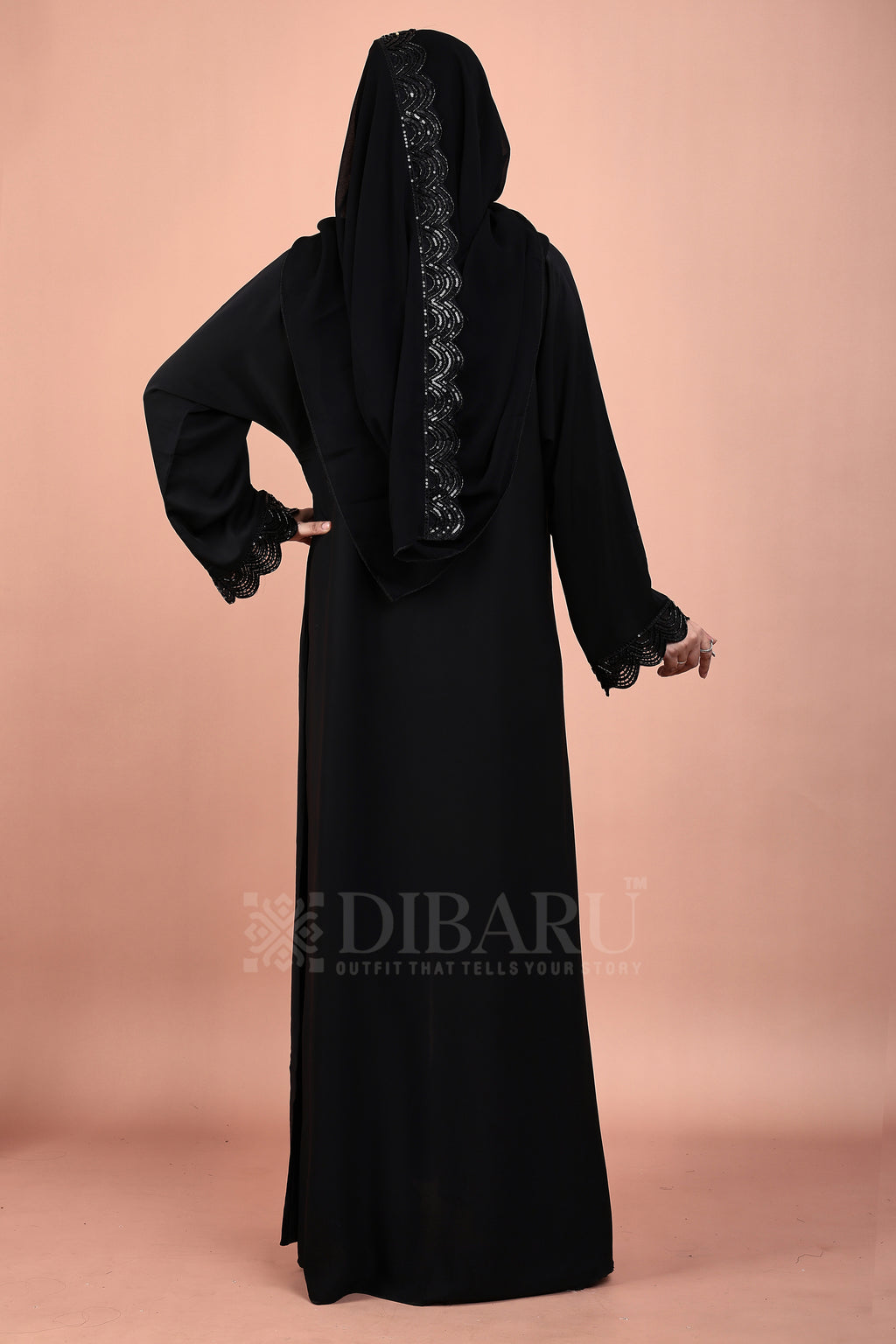 V Neck Halfwave net Handwork Design With Plazo Sleeves Made Up Of Imported Nida Fabric Full Lenght Designer Abaya For Womens And Girls