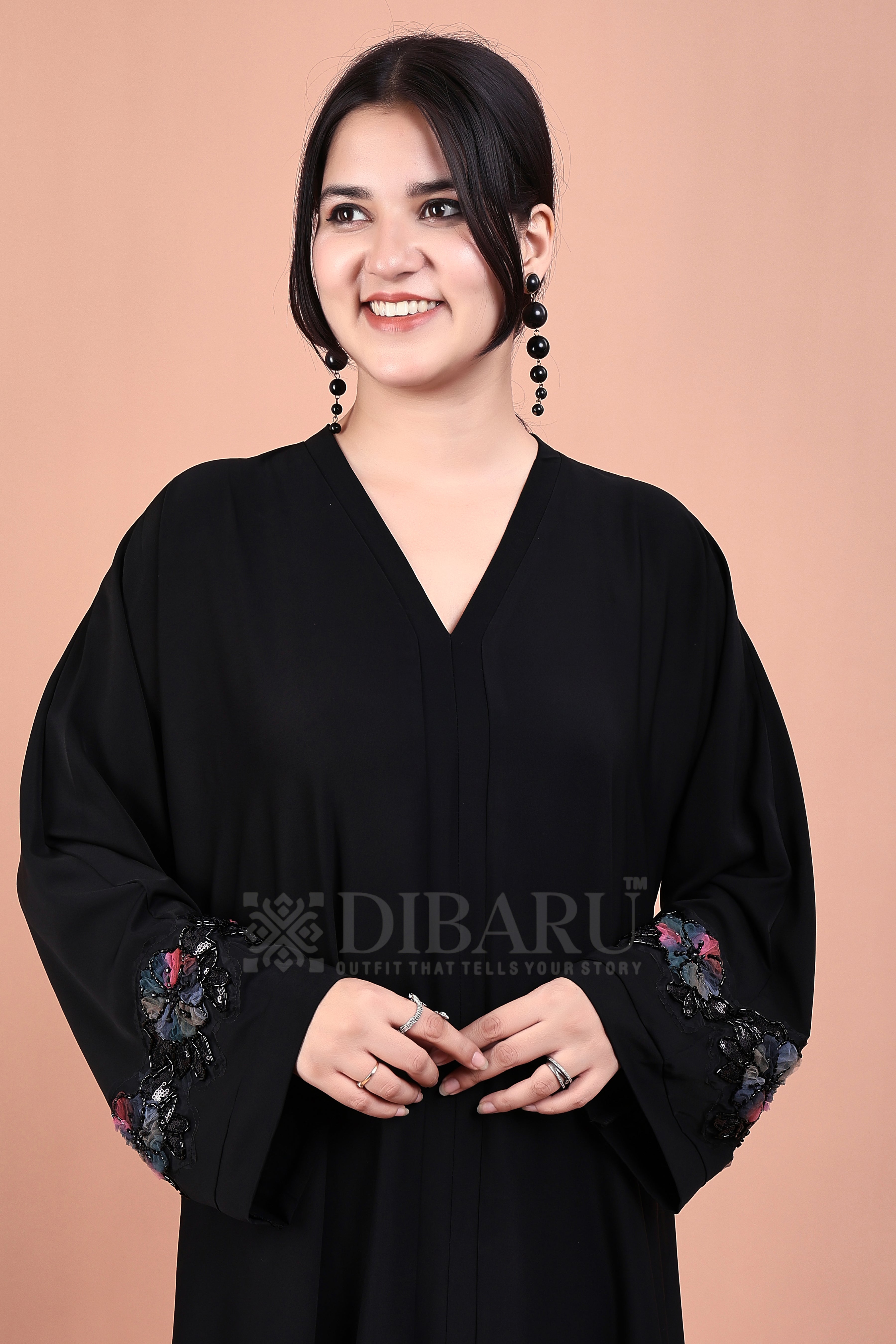 V Neck Multicolor Trinagular Stone Design With Plazo Sleeves Made Up Of Imported Nida Fabric Full Lenght Designer Kaftan For Womens And Girls