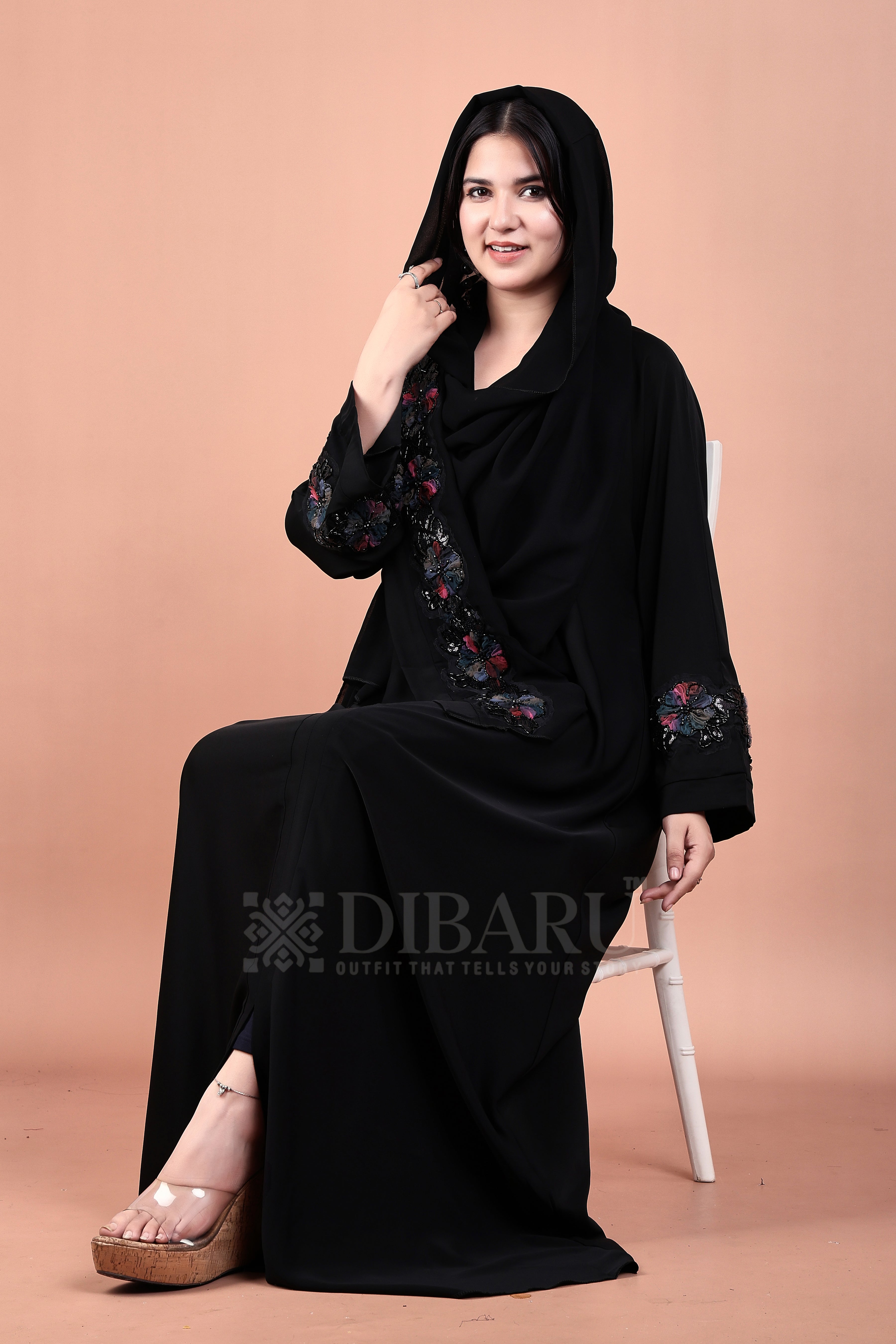 V Neck Multicolor Trinagular Stone Design With Plazo Sleeves Made Up Of Imported Nida Fabric Full Lenght Designer Kaftan For Womens And Girls