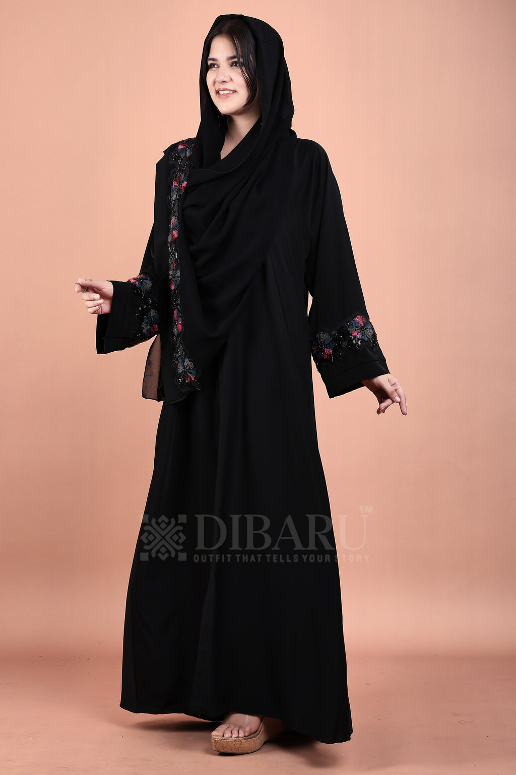 V Neck Multicolor Trinagular Stone Design With Plazo Sleeves Made Up Of Imported Nida Fabric Full Lenght Designer Kaftan For Womens And Girls
