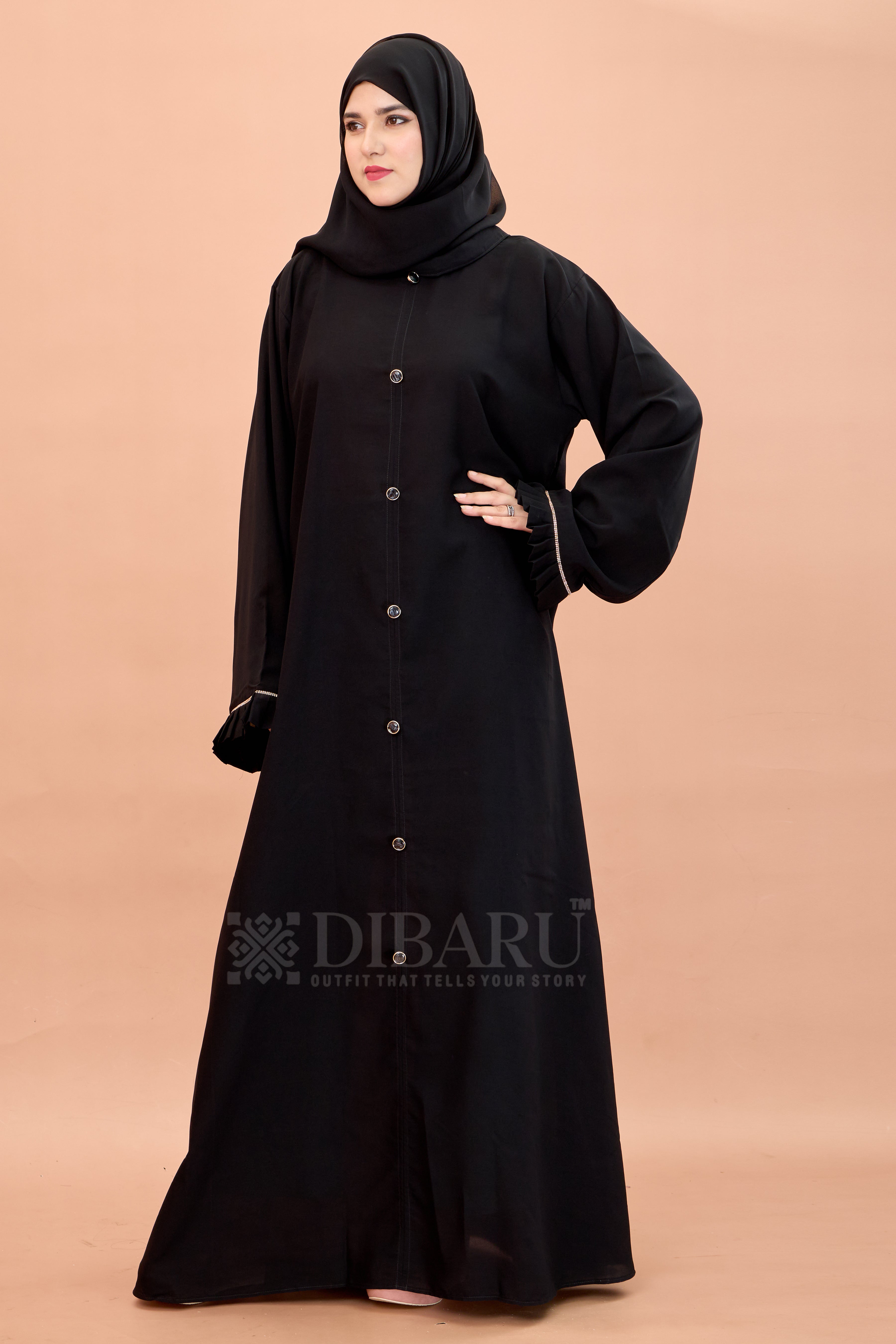 Round Neck Button on Front With Plazo Sleeve Pleating And Stonework Made Up Of Premium Firdos Fabric Full Lenght Designer Aabya For Womens And Girls