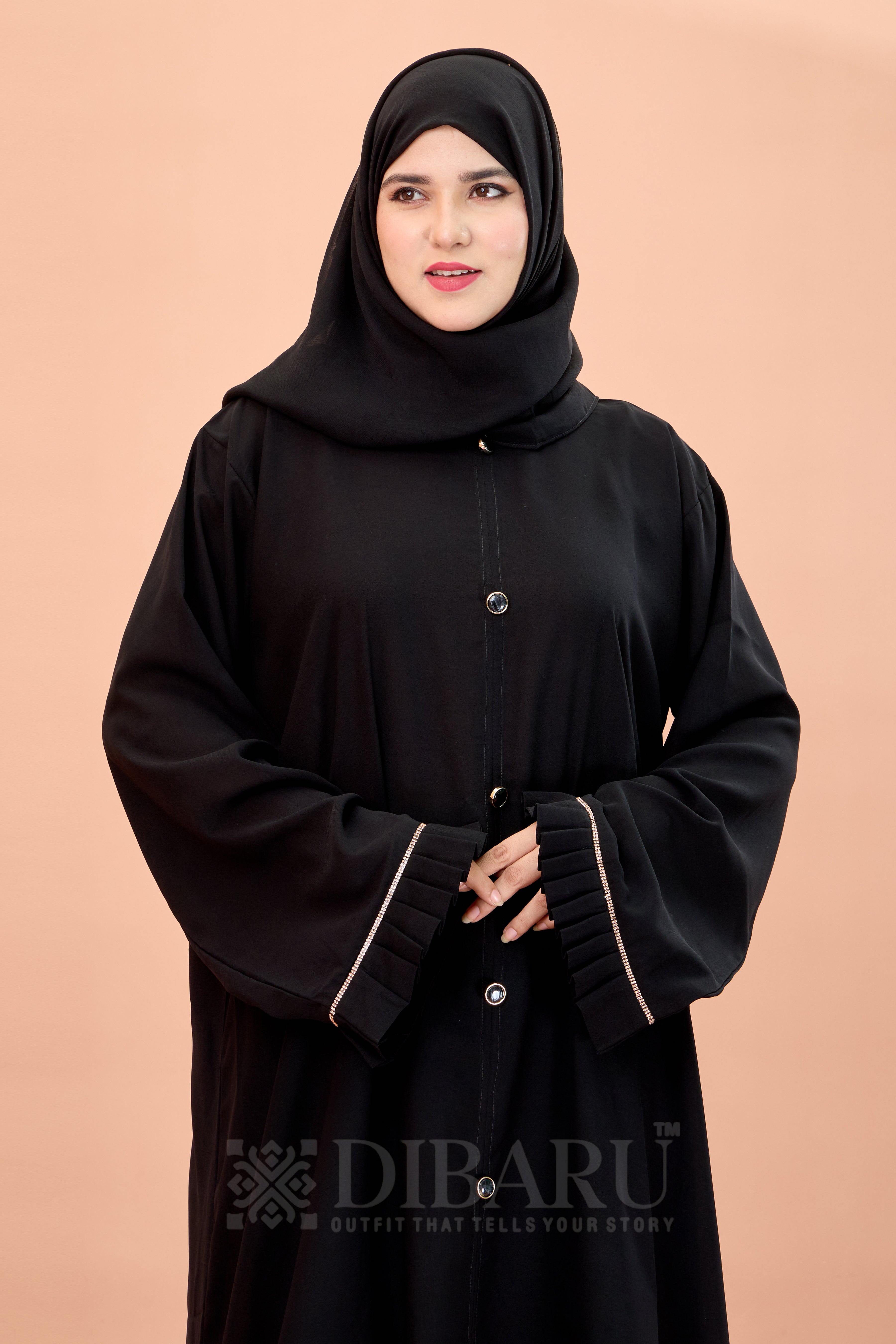 Round Neck Button on Front With Plazo Sleeve Pleating And Stonework Made Up Of Premium Firdos Fabric Full Lenght Designer Aabya For Womens And Girls