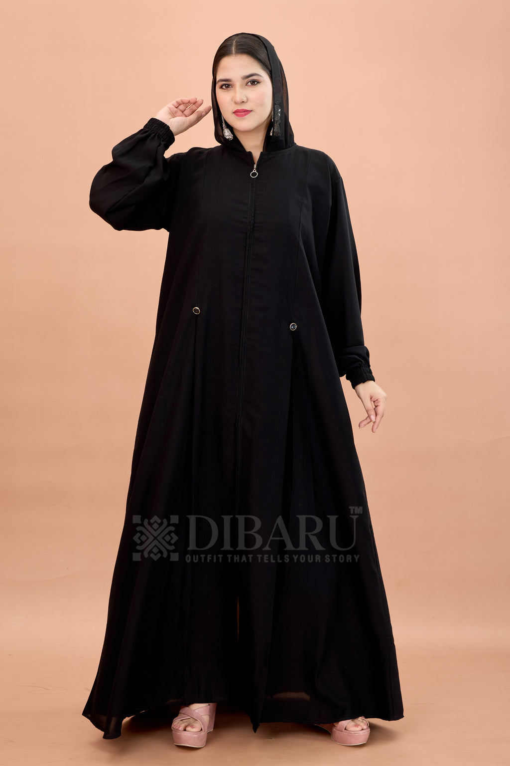 Round Neck Front Open Full Chain with Elastic Sleeve Made Up Of Premium Firdos Fabric Full Lenght Designer Aabya For Womens And Girls