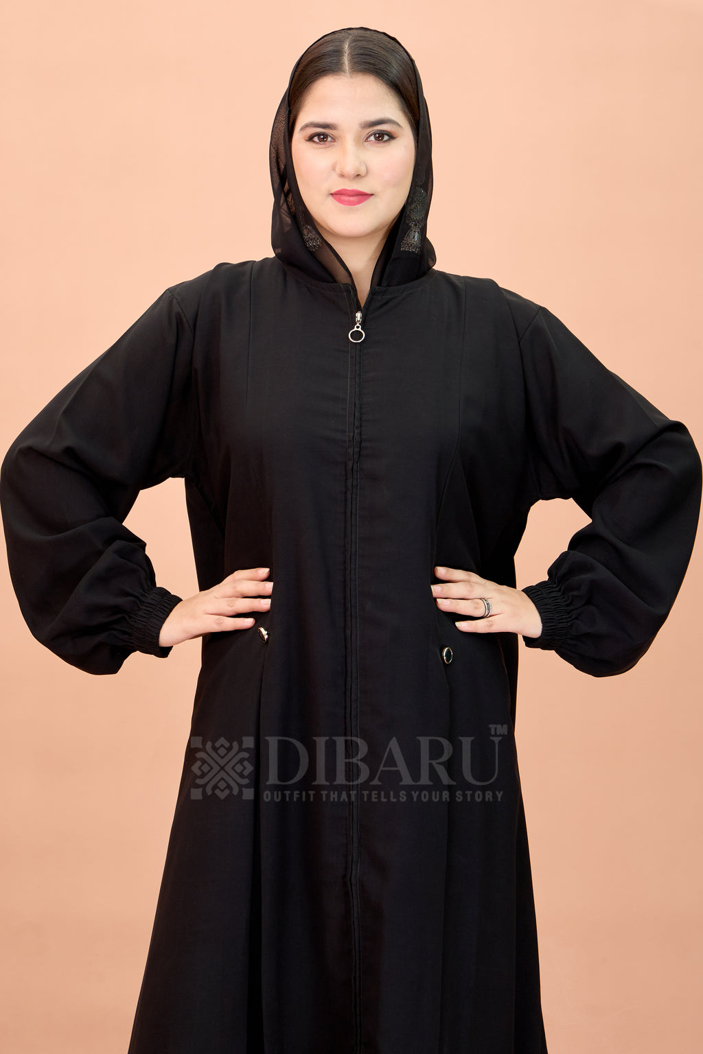 Round Neck Front Open Full Chain with Elastic Sleeve Made Up Of Premium Firdos Fabric Full Lenght Designer Aabya For Womens And Girls