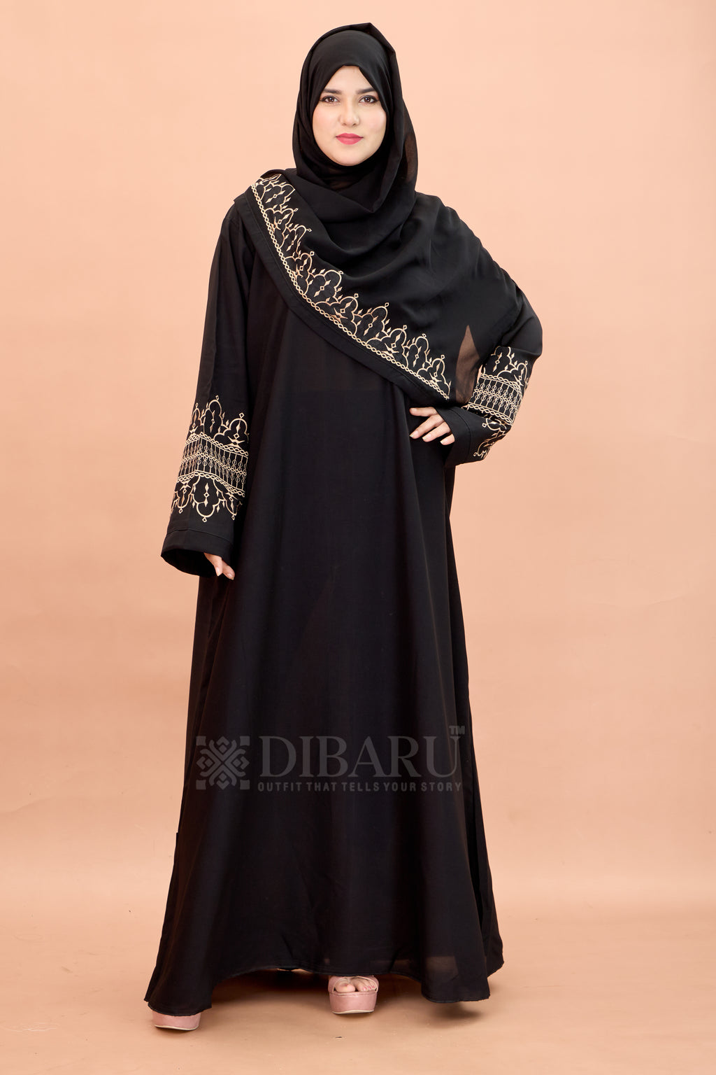 Round Neck Arc Embroidery work with Plazo Sleeve Made Up Of Premium Firdos Fabric Full Lenght Designer Aabya For Womens And Girls