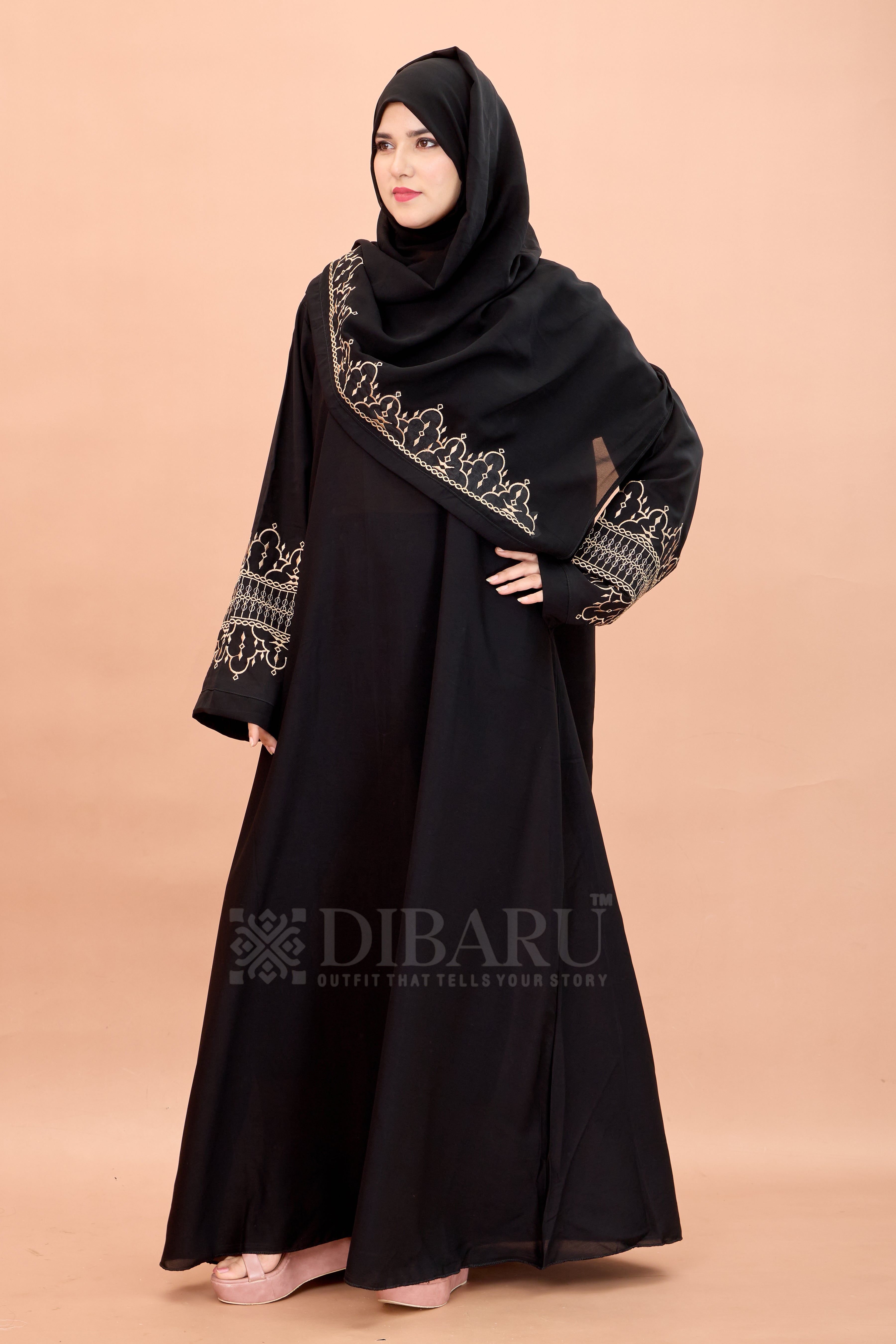 Round Neck Arc Embroidery work with Plazo Sleeve Made Up Of Premium Firdos Fabric Full Lenght Designer Aabya For Womens And Girls