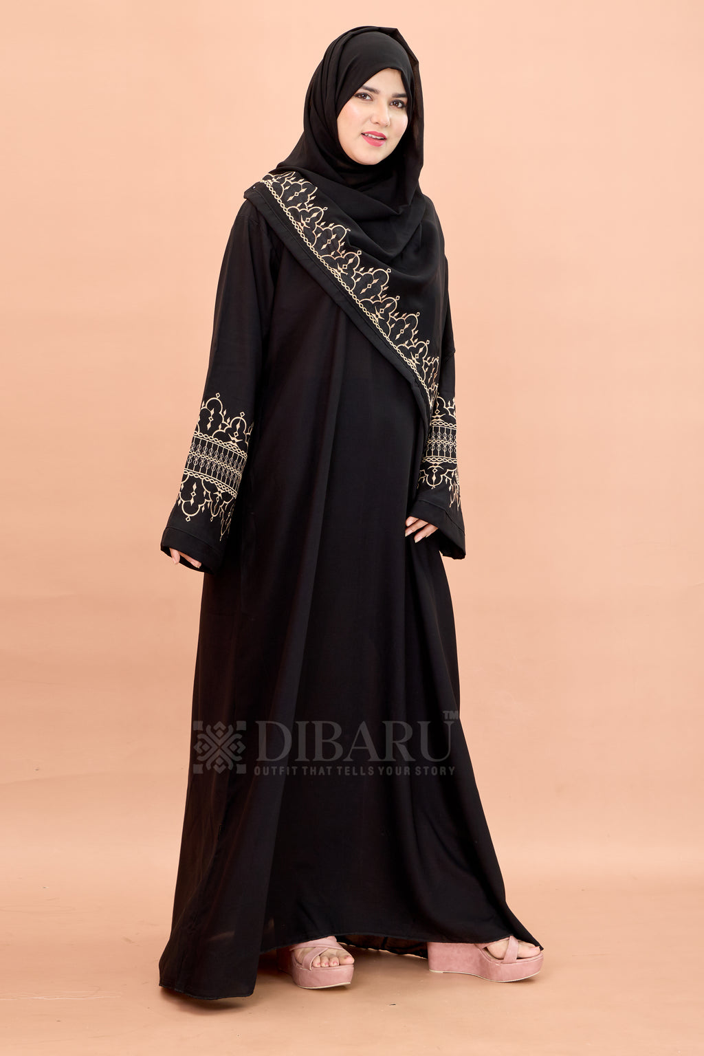 Round Neck Arc Embroidery work with Plazo Sleeve Made Up Of Premium Firdos Fabric Full Lenght Designer Aabya For Womens And Girls