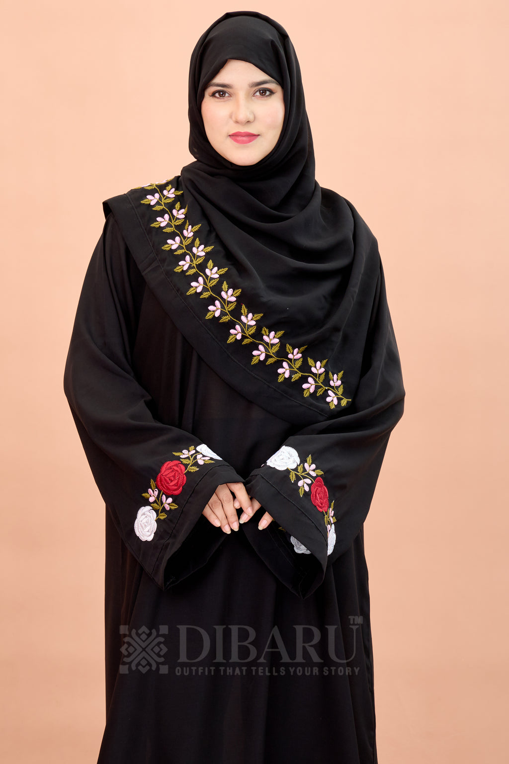 Round Neck Rose Flower Embroidery work with Plazo Sleeve Made Up Of Premium Firdos Fabric Full Lenght Designer Aabya For Womens And Girls