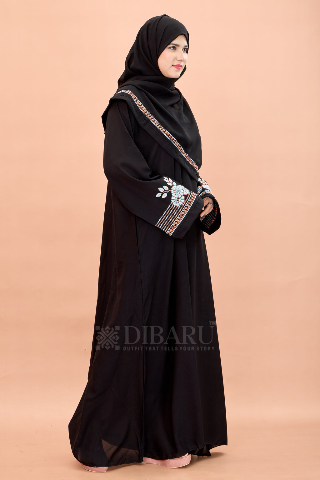 Round Neck Flower Patti Embroidery work with Plazo Sleeve Made Up Of Premium Firdos Fabric Full Lenght Designer Aabya For Womens And Girls