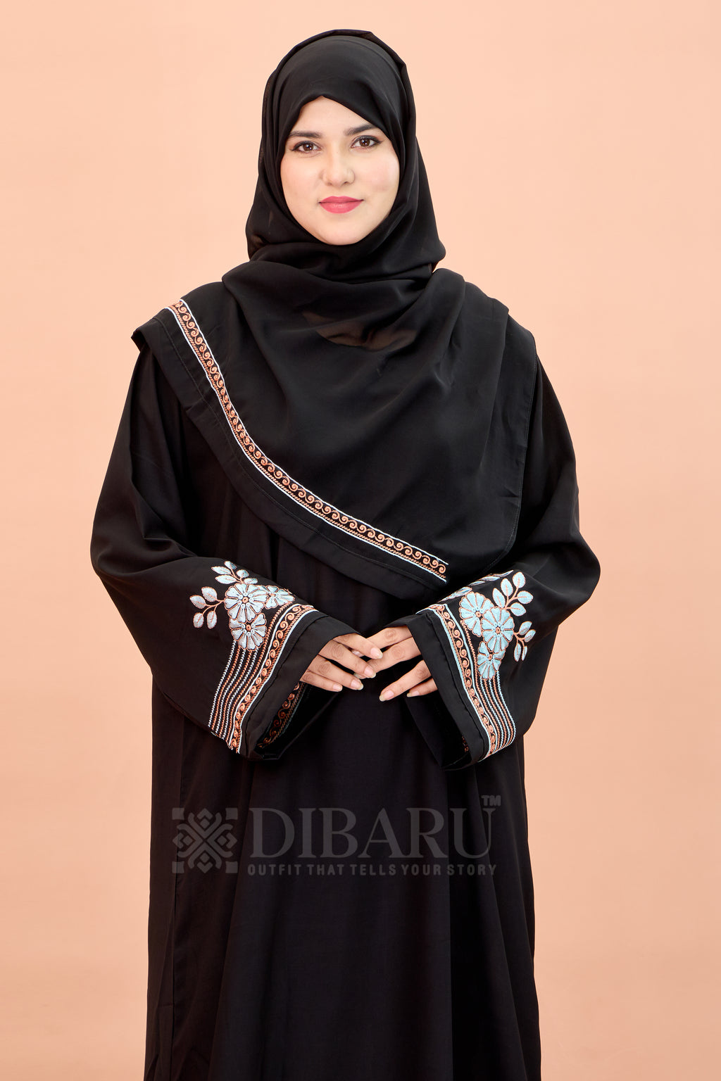 Round Neck Flower Patti Embroidery work with Plazo Sleeve Made Up Of Premium Firdos Fabric Full Lenght Designer Aabya For Womens And Girls