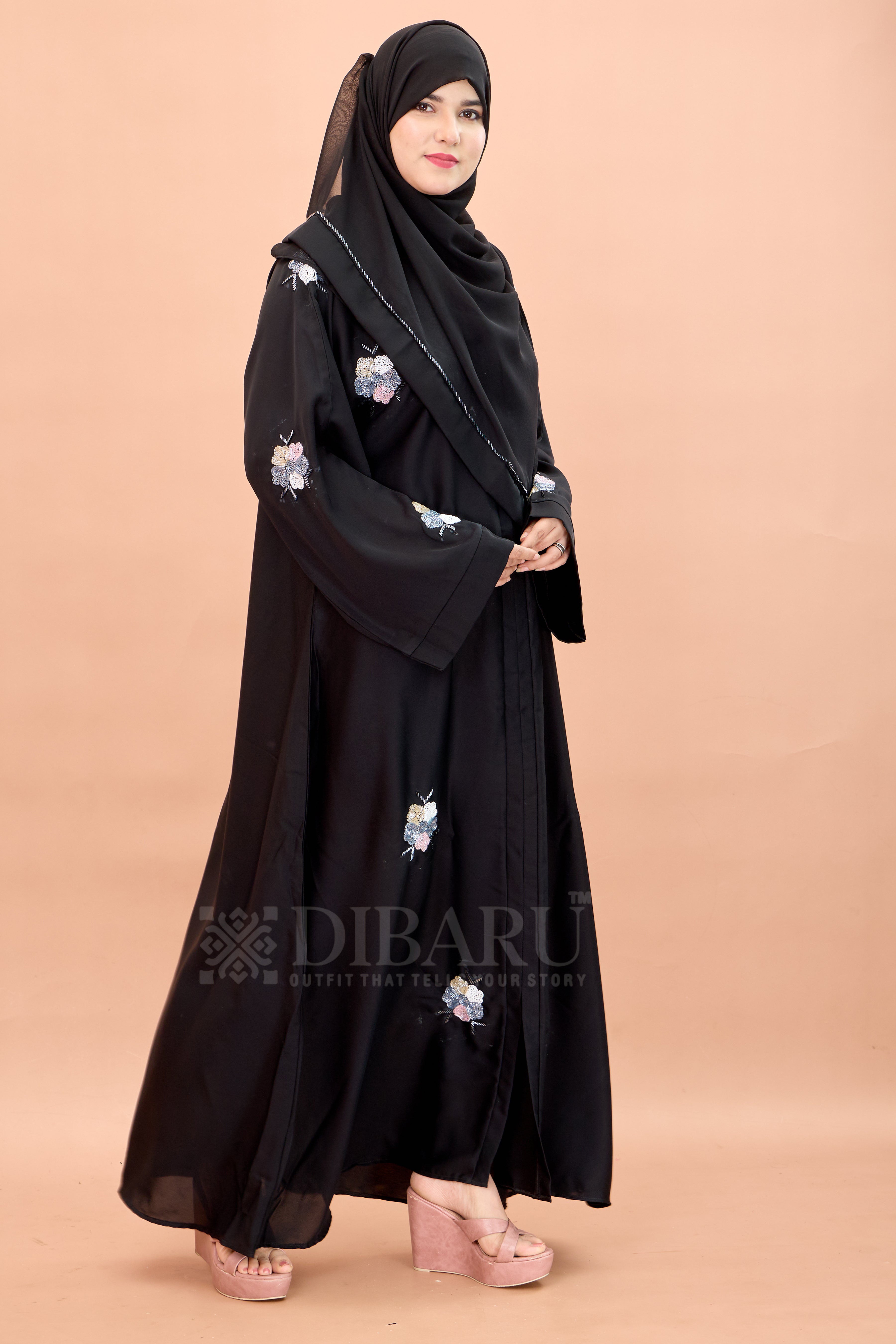V Neck 5 Color Flower Hand Work With Plazo Sleeve Made Up Of Imported Nida Fabric Full Lenght Designer Aabya For Womens And Girls