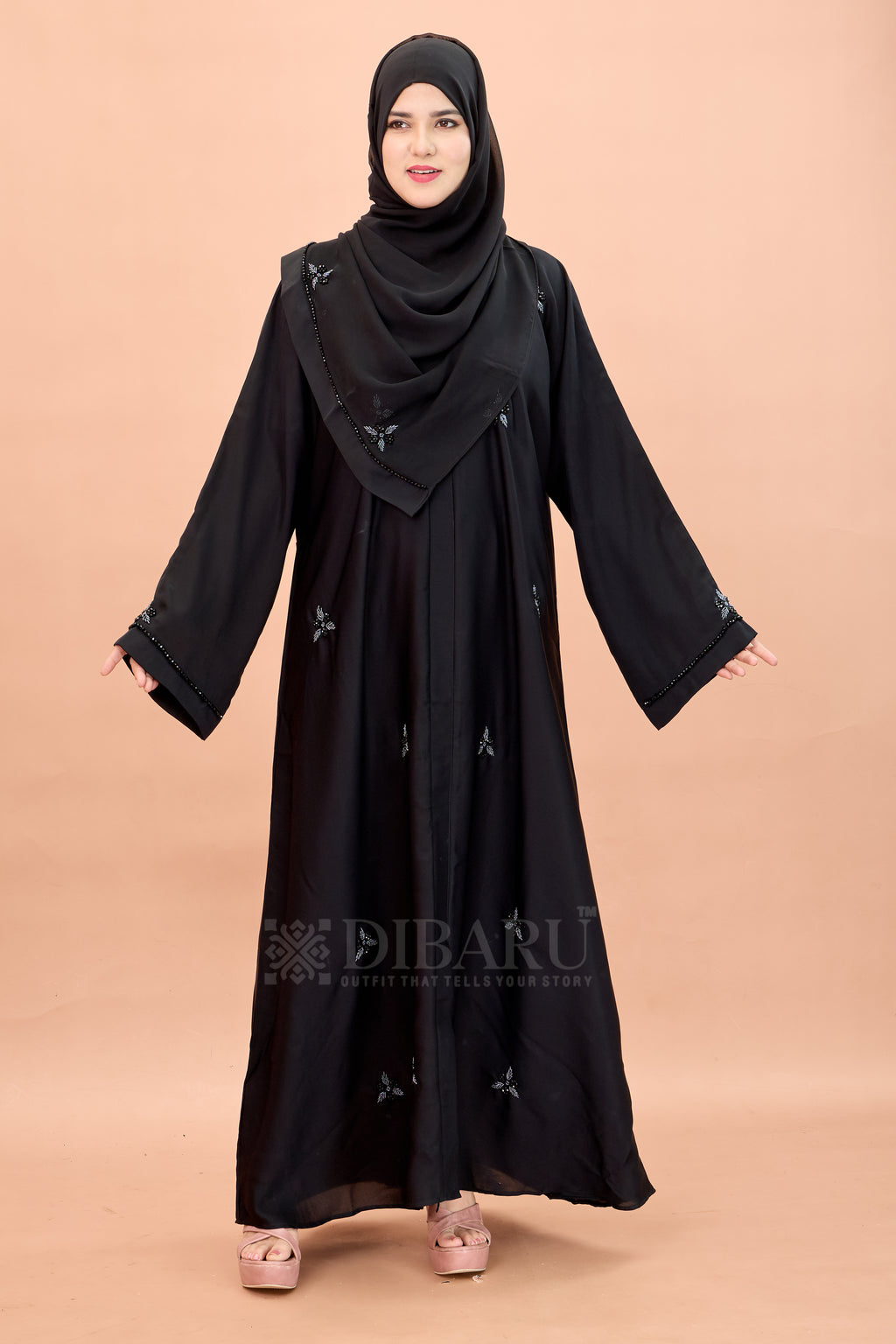 V Neck Star Flower Hand Work With Plazo Sleeve Made Up Of Imported Nida Fabric Full Lenght Designer Aabya For Womens And Girls