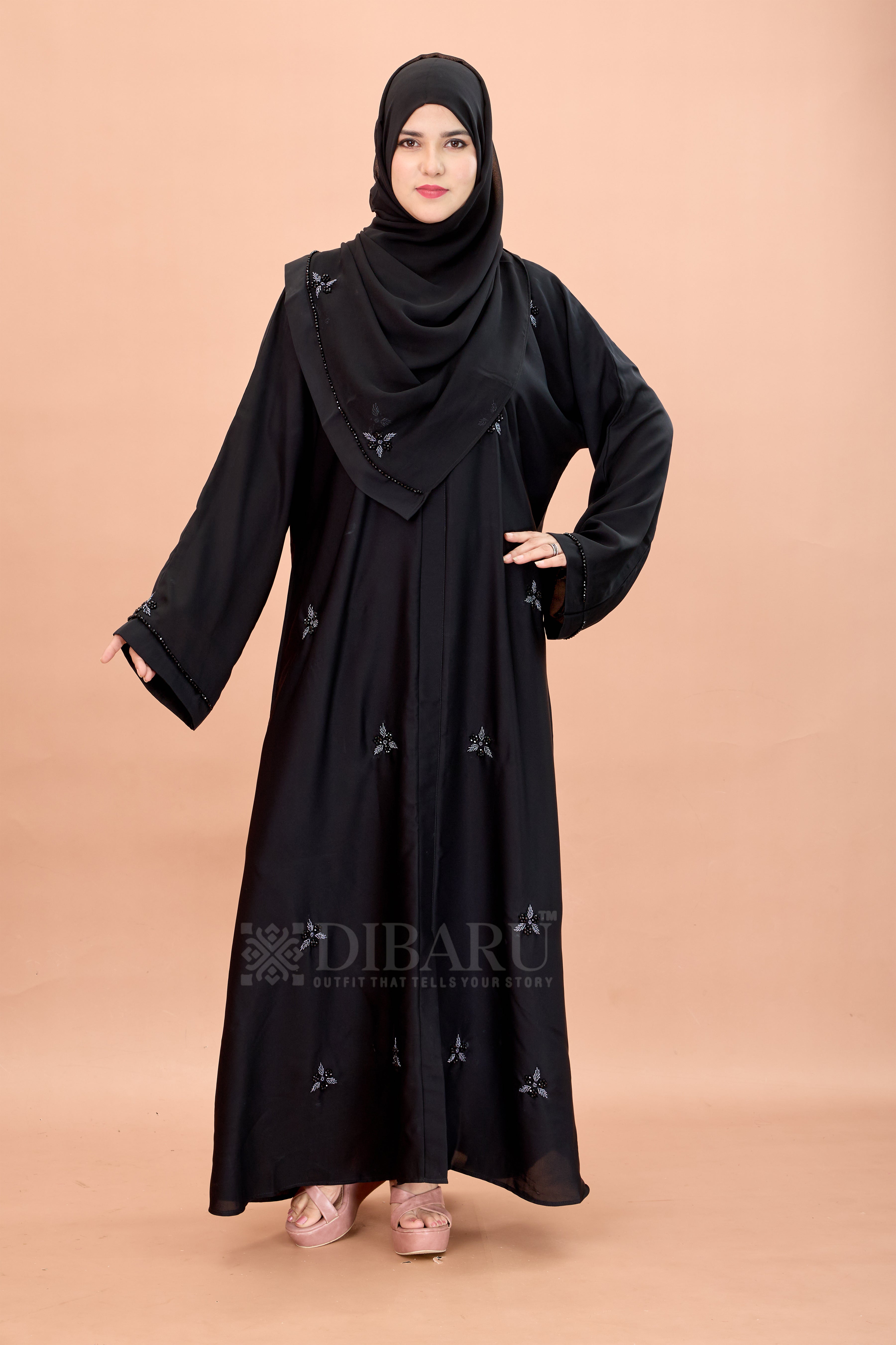 V Neck Star Flower Hand Work With Plazo Sleeve Made Up Of Imported Nida Fabric Full Lenght Designer Aabya For Womens And Girls