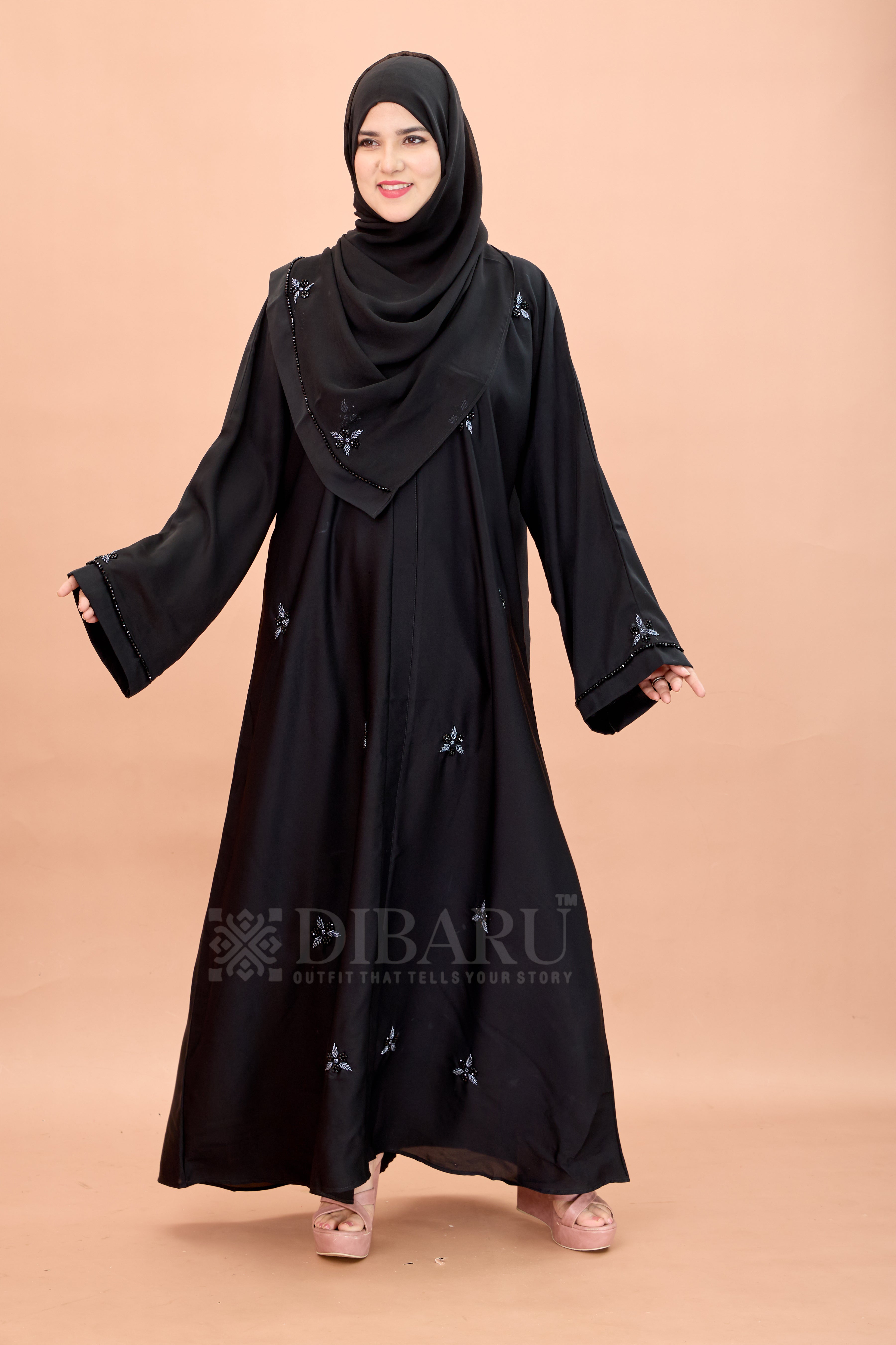 V Neck Star Flower Hand Work With Plazo Sleeve Made Up Of Imported Nida Fabric Full Lenght Designer Aabya For Womens And Girls