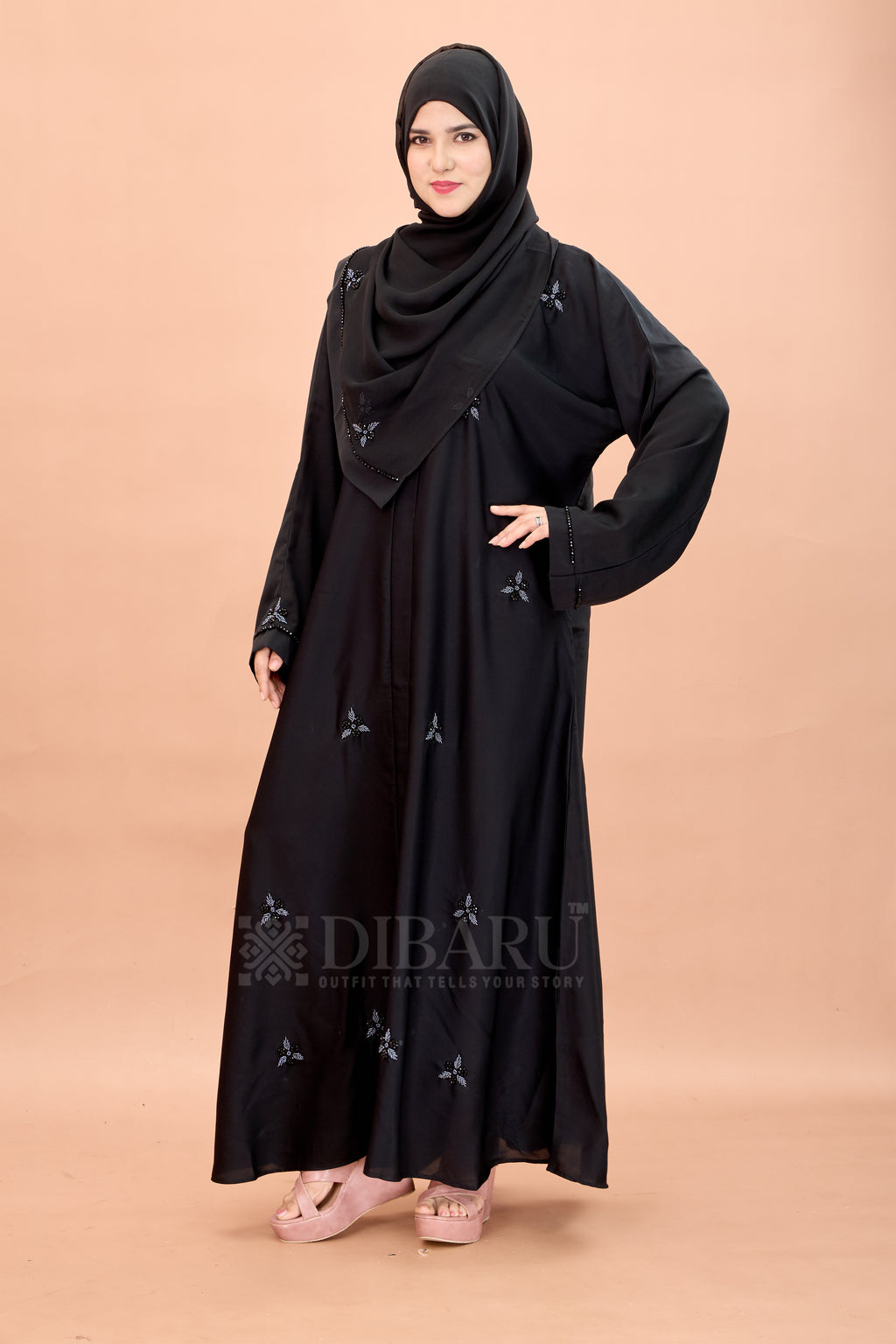 V Neck Star Flower Hand Work With Plazo Sleeve Made Up Of Imported Nida Fabric Full Lenght Designer Aabya For Womens And Girls