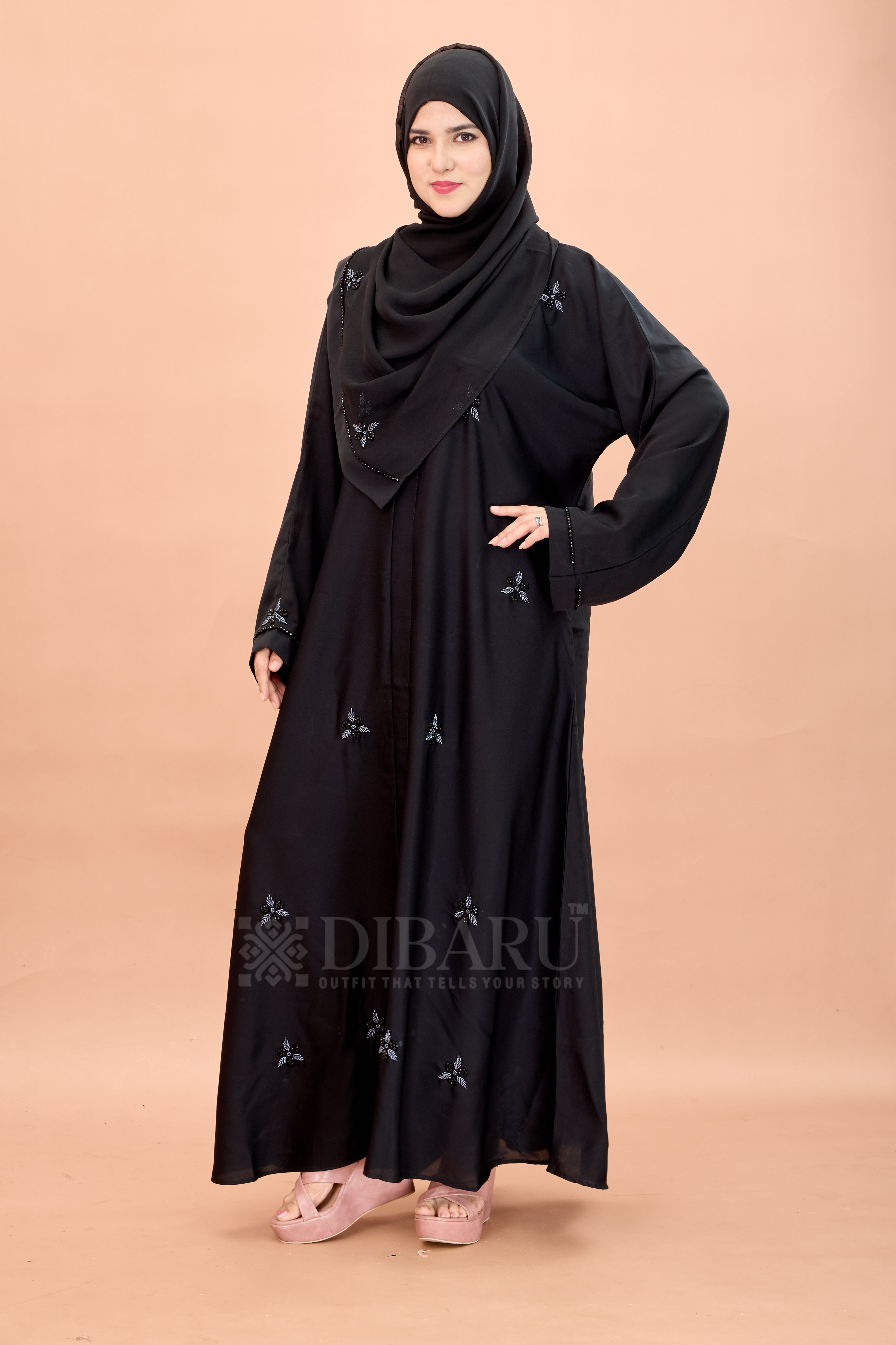 V Neck Star Flower Hand Work With Plazo Sleeve Made Up Of Imported Nida Fabric Full Lenght Designer Aabya For Womens And Girls