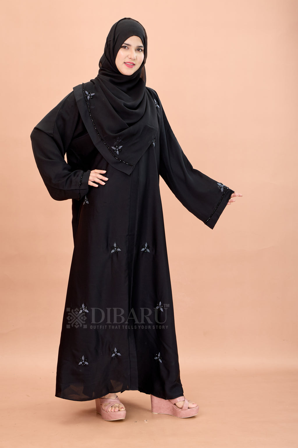 V Neck Star Flower Hand Work With Plazo Sleeve Made Up Of Imported Nida Fabric Full Lenght Designer Aabya For Womens And Girls