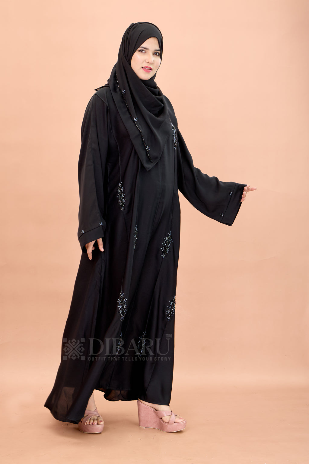 V Neck 4 Pintex Round and Arrow Flower Hand Work With Plazo Sleeve Made Up Of Imported Nida Fabric Full Lenght Designer Aabya For Womens And Girls