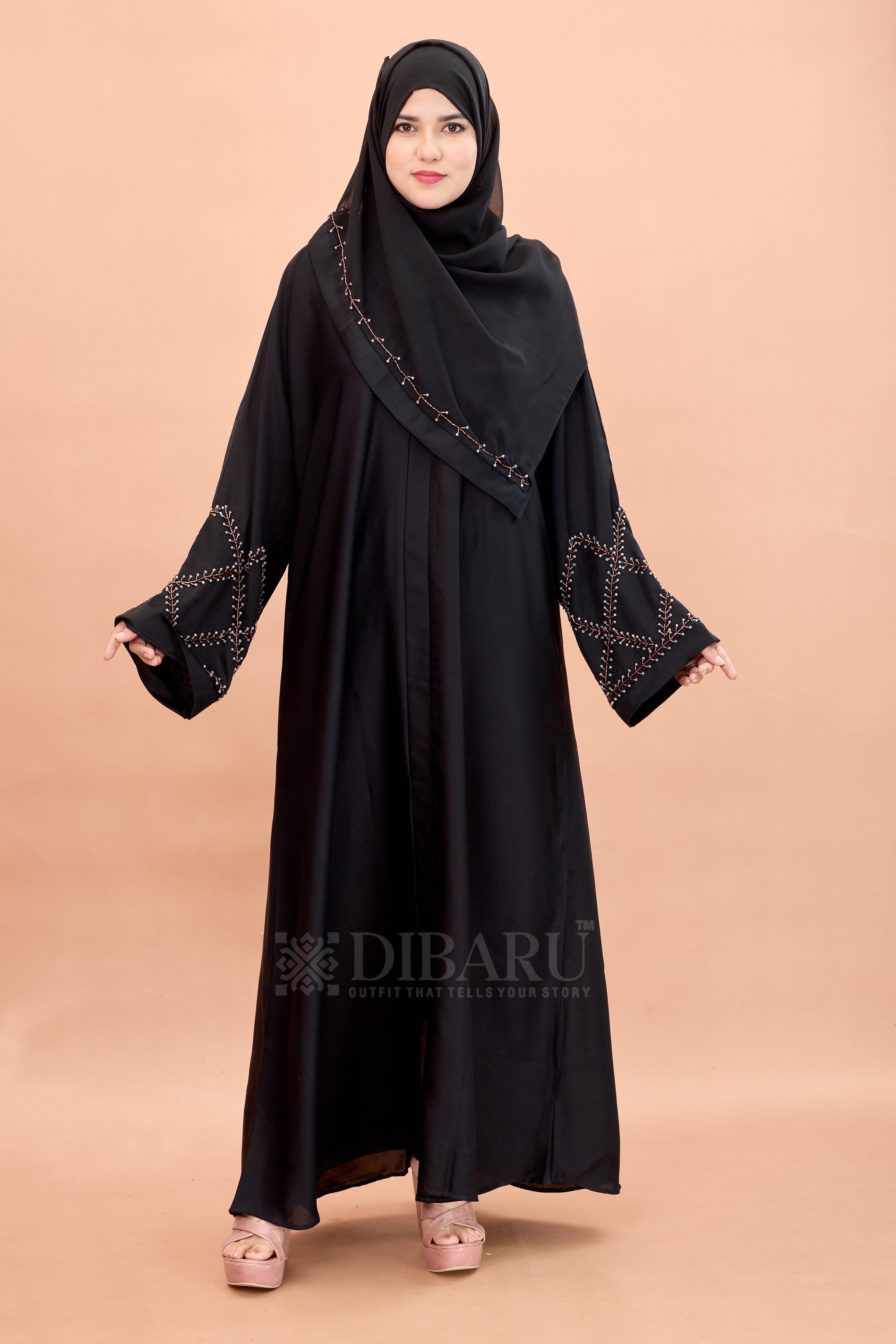 V Neck Square Pattern Cutdana Hand Work With Plazo Sleeve Made Up Of Imported Nida Fabric Full Lenght Designer Aabya For Womens And Girls