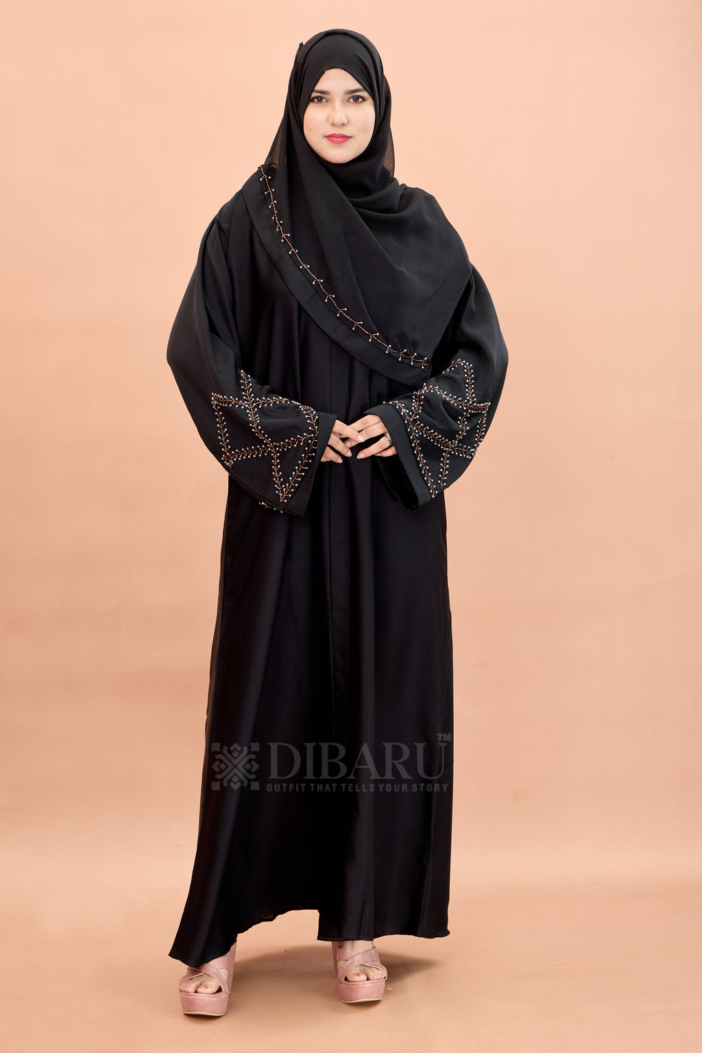 V Neck Square Pattern Cutdana Hand Work With Plazo Sleeve Made Up Of Imported Nida Fabric Full Lenght Designer Aabya For Womens And Girls