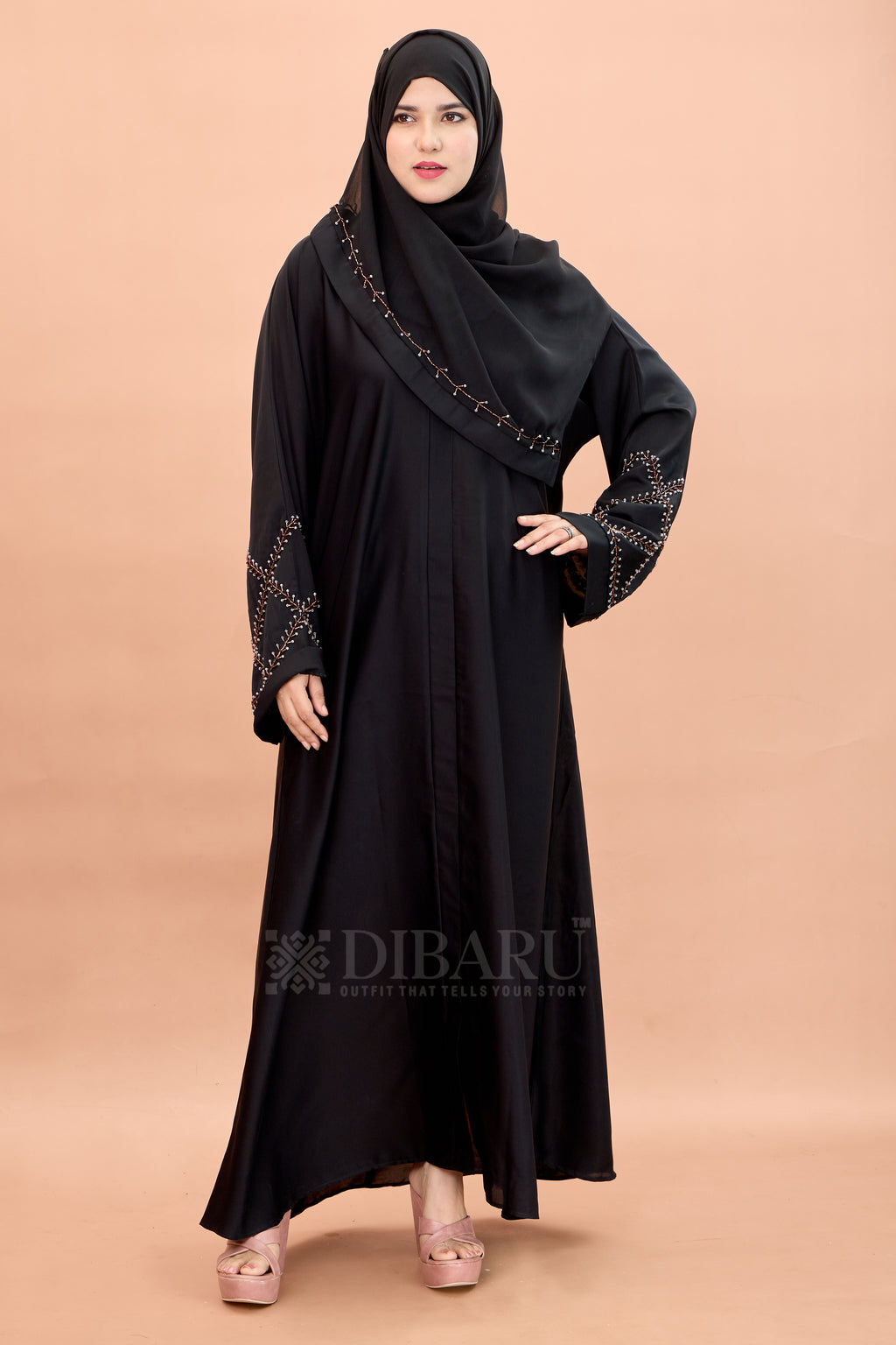 V Neck Square Pattern Cutdana Hand Work With Plazo Sleeve Made Up Of Imported Nida Fabric Full Lenght Designer Aabya For Womens And Girls