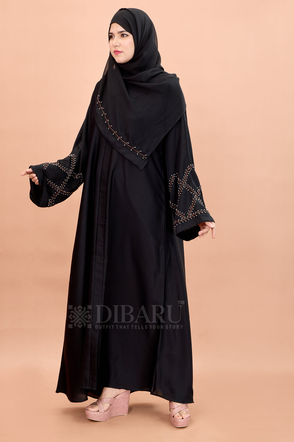 V Neck Square Pattern Cutdana Hand Work With Plazo Sleeve Made Up Of Imported Nida Fabric Full Lenght Designer Aabya For Womens And Girls