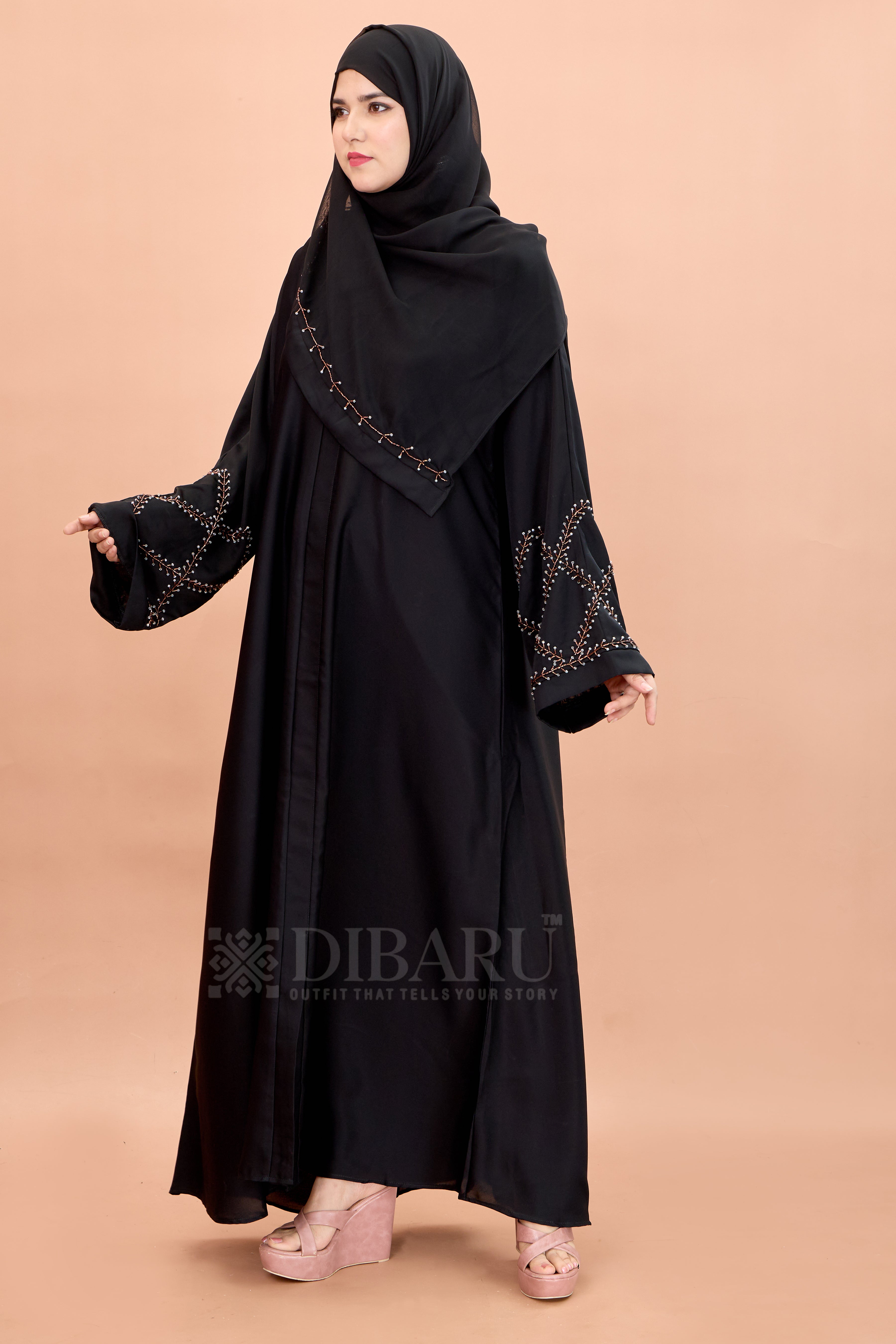 V Neck Square Pattern Cutdana Hand Work With Plazo Sleeve Made Up Of Imported Nida Fabric Full Lenght Designer Aabya For Womens And Girls