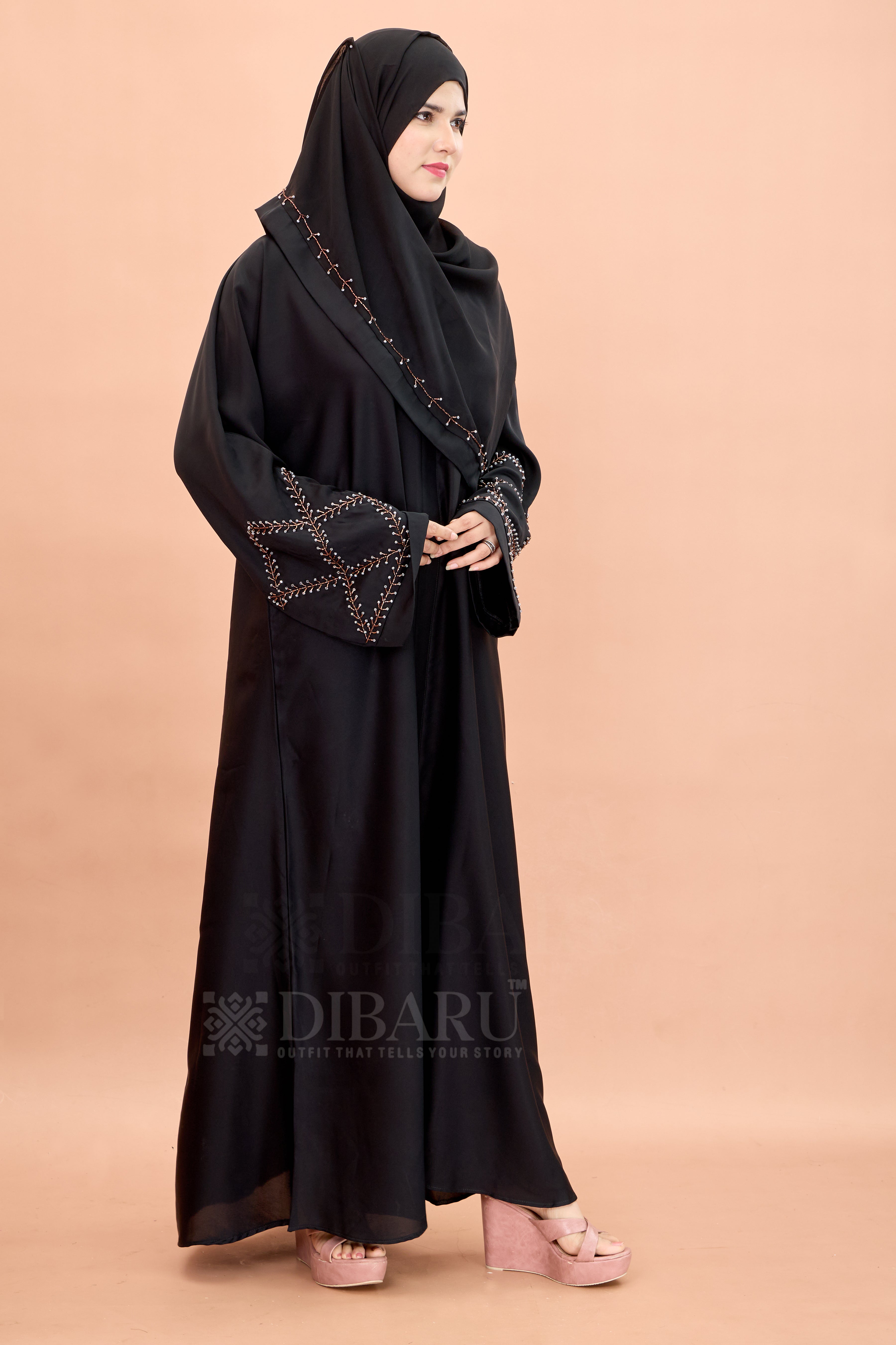 V Neck Square Pattern Cutdana Hand Work With Plazo Sleeve Made Up Of Imported Nida Fabric Full Lenght Designer Aabya For Womens And Girls